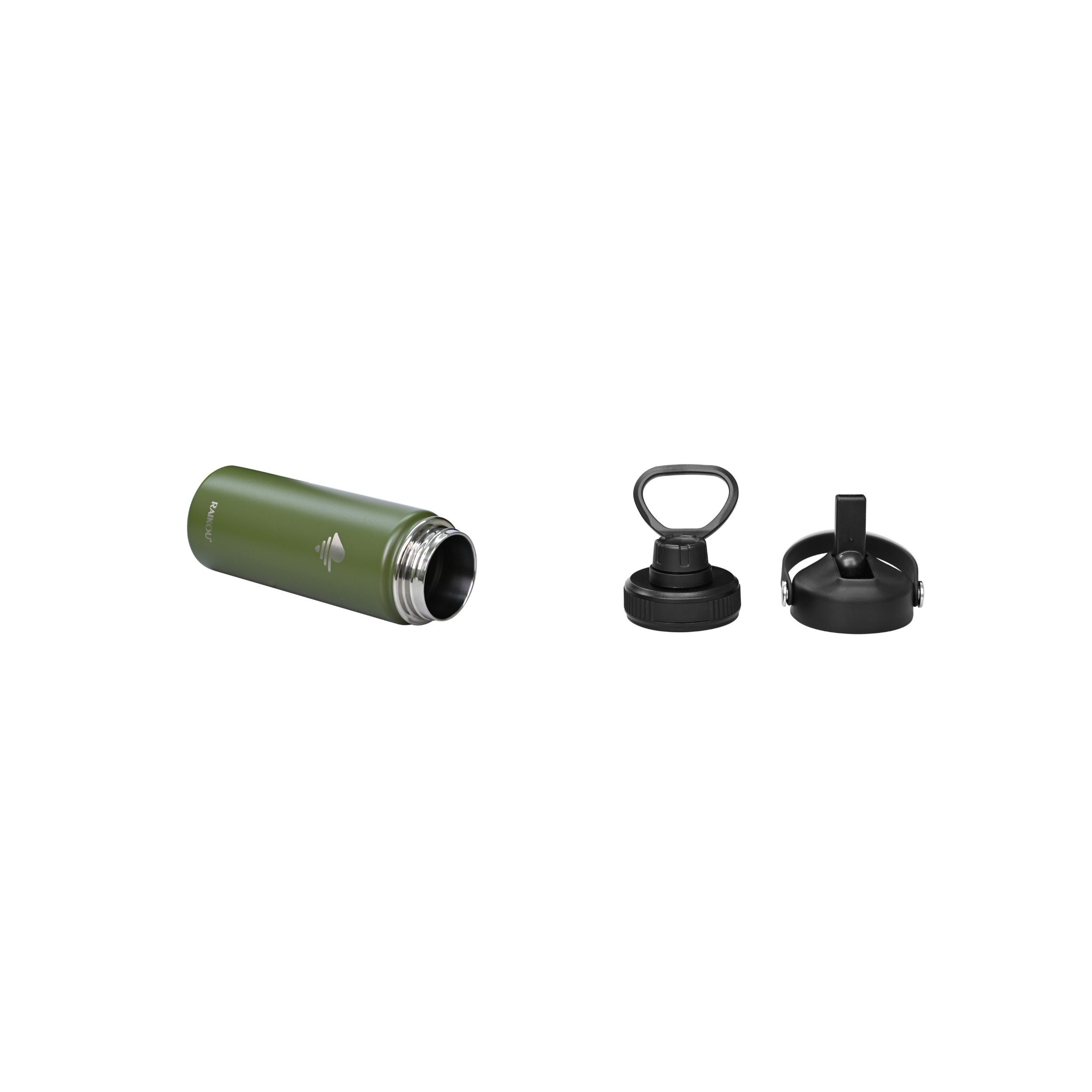 Isolierte Edelstahl-Wasserflasche 1,8 L – Mit Paracord-Griff, 2 Deckeln, Hält 48h Kalt / 24h Warm