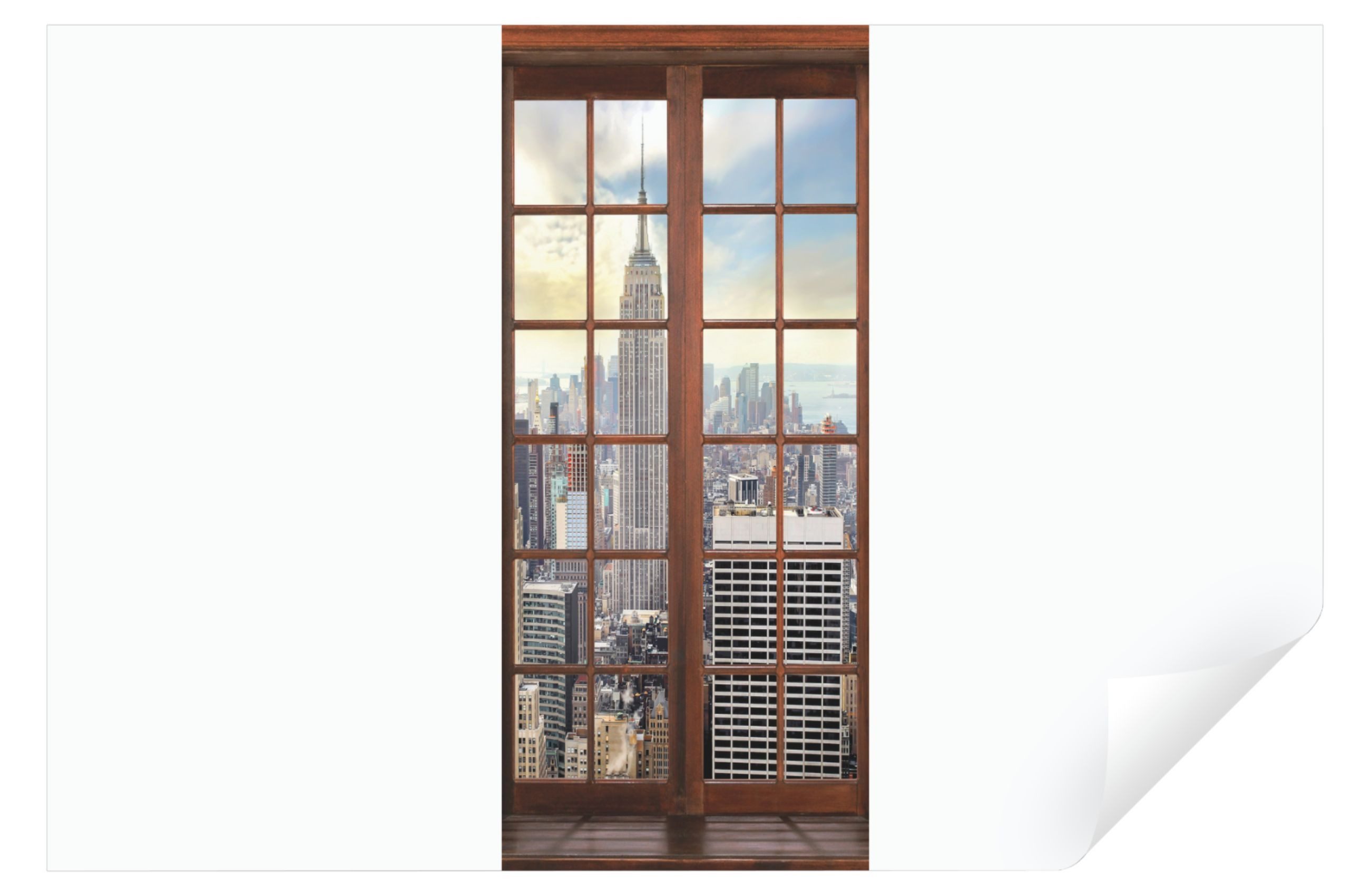 Wallarena Türtapete Selbstklebend Fenster New York Stadt Türposter Türfolie Tür 91x211, Glatt, 3D-Optik, Türtapete Selbstklebend