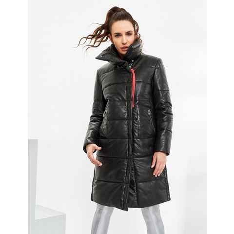 Jilani Lederjacke Sorel Jilani - Damen Ledermantel Echtleder Steppmantel Lammnappa schwarz