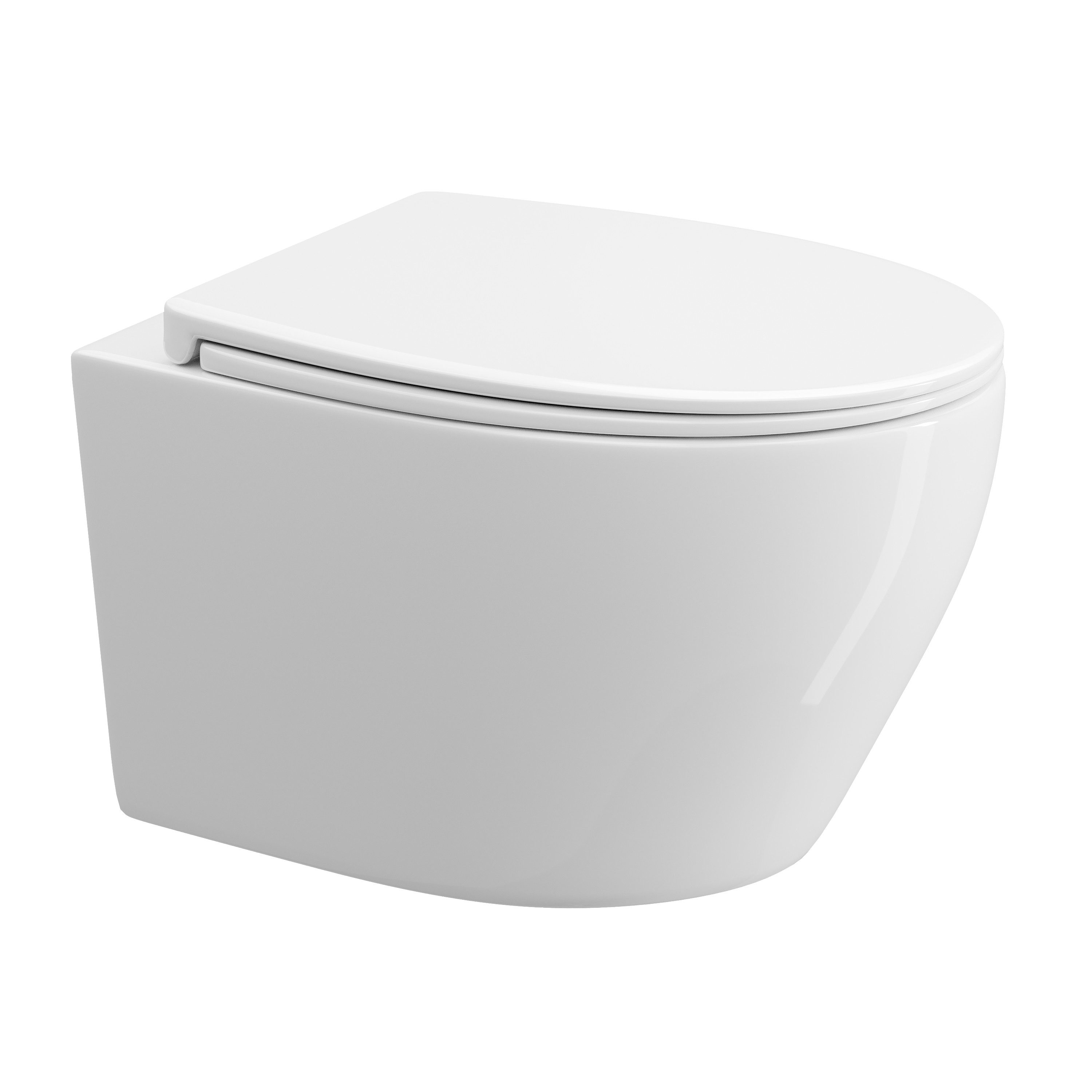 HOROW Tiefspül-WC Hänge WC Komplettset - Spülrandlos Toilette, Hänge WC, Abgang Wand WC, und Absenkautomatik WC Deckel, Toilette ohne Spülrand mit Nano Beschichtung