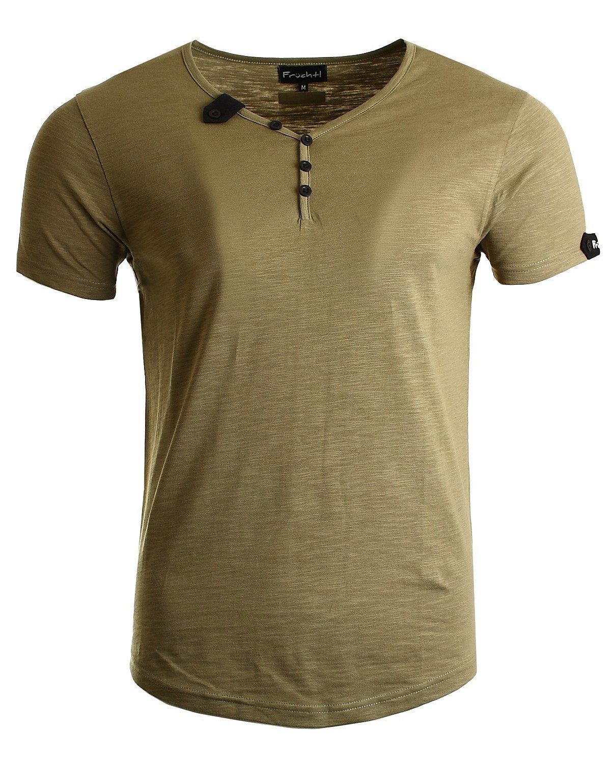 Früchtl T-Shirt mit modischer Knopfleiste