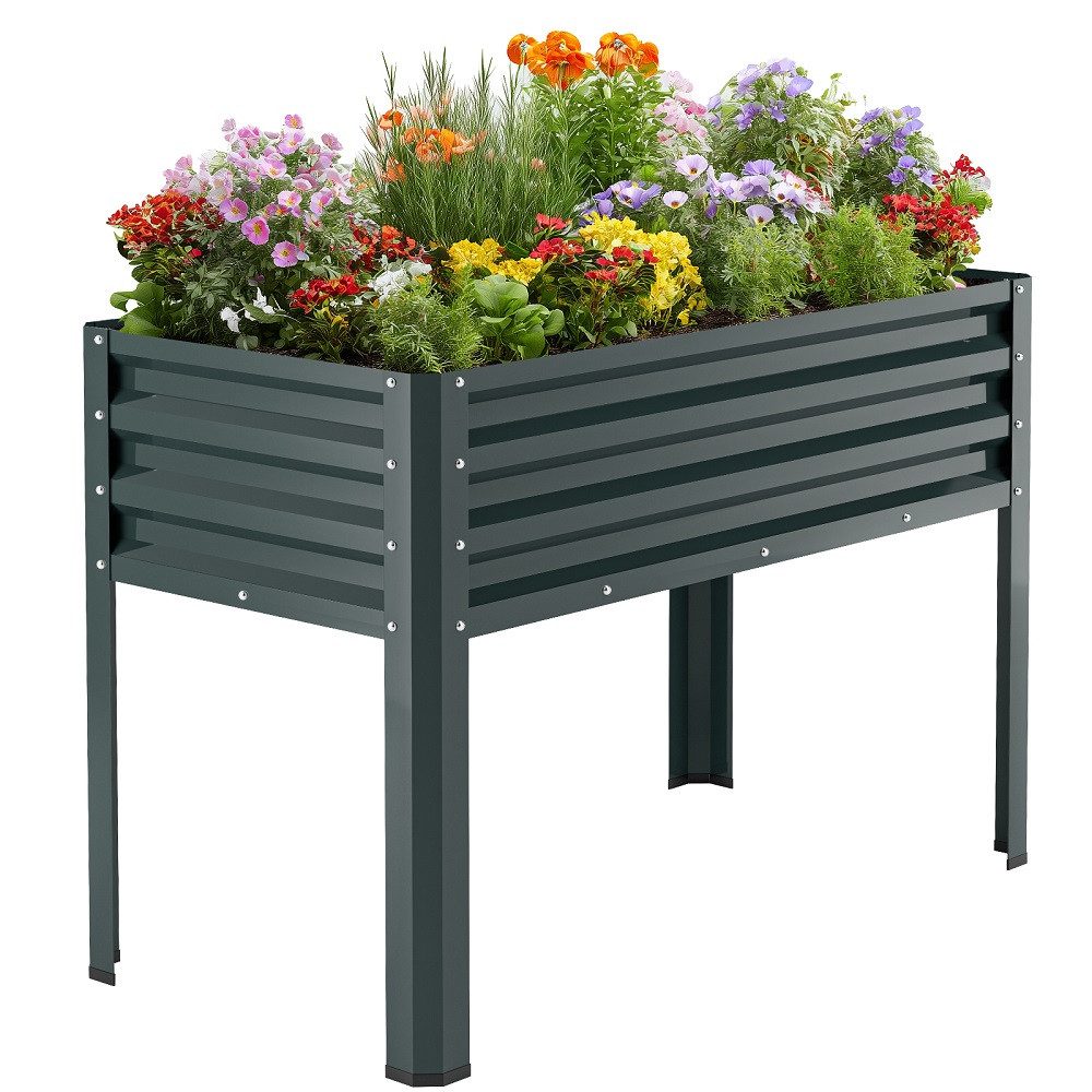 Meulbaty Hochbeet Verzinktes Hochbeet mit Füßen, Metall-Hochbeetkasten für Pflanzen (1 St), auf Balkon, Terrasse und Garten, 80 cm Höhe
