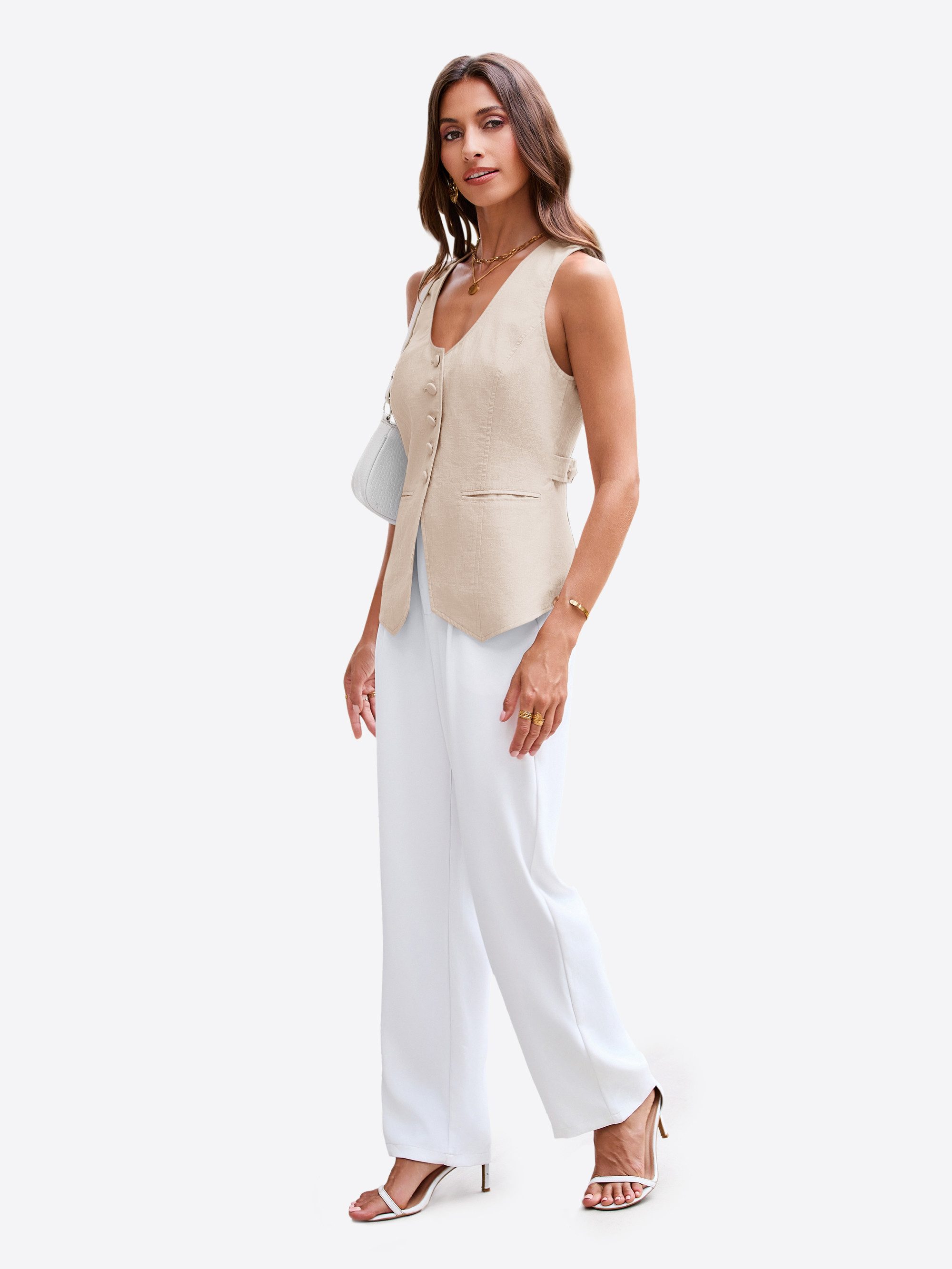 Imily Bela Anzugweste Damen Blazer-Weste mit Reverskragen (Packung, 1-tlg., 1per-Pack) mit Knöpfen