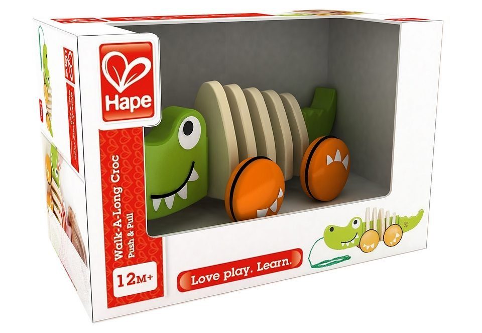 Nachziehtier Fördert Croc, Feinmotorik, Koordination Vorstellungskraft und Holzspielzeug, Hape