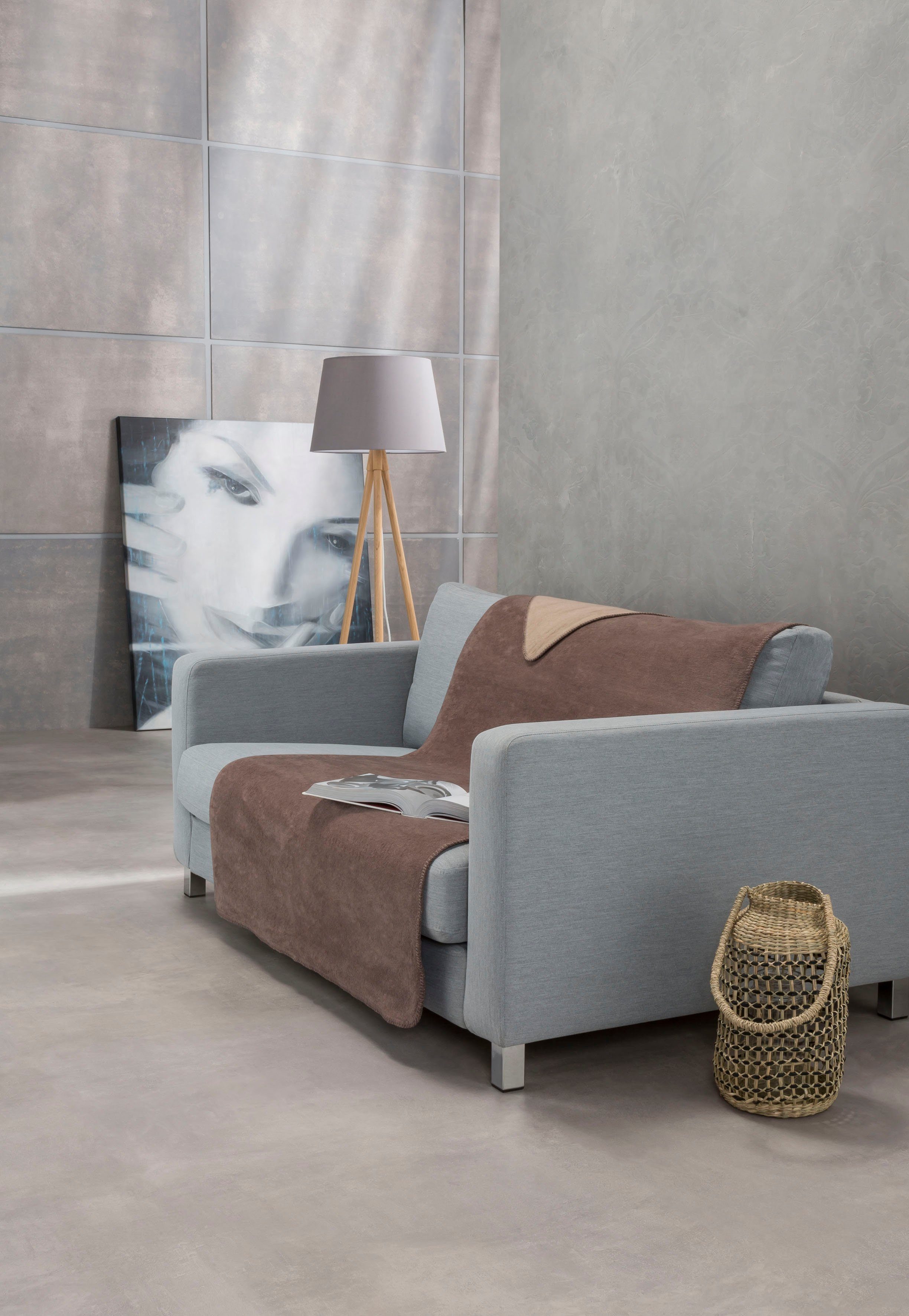 Sofaschoner Dublin IBENA, mit Wendeseite espresso/hellbraun | Sofaschoner