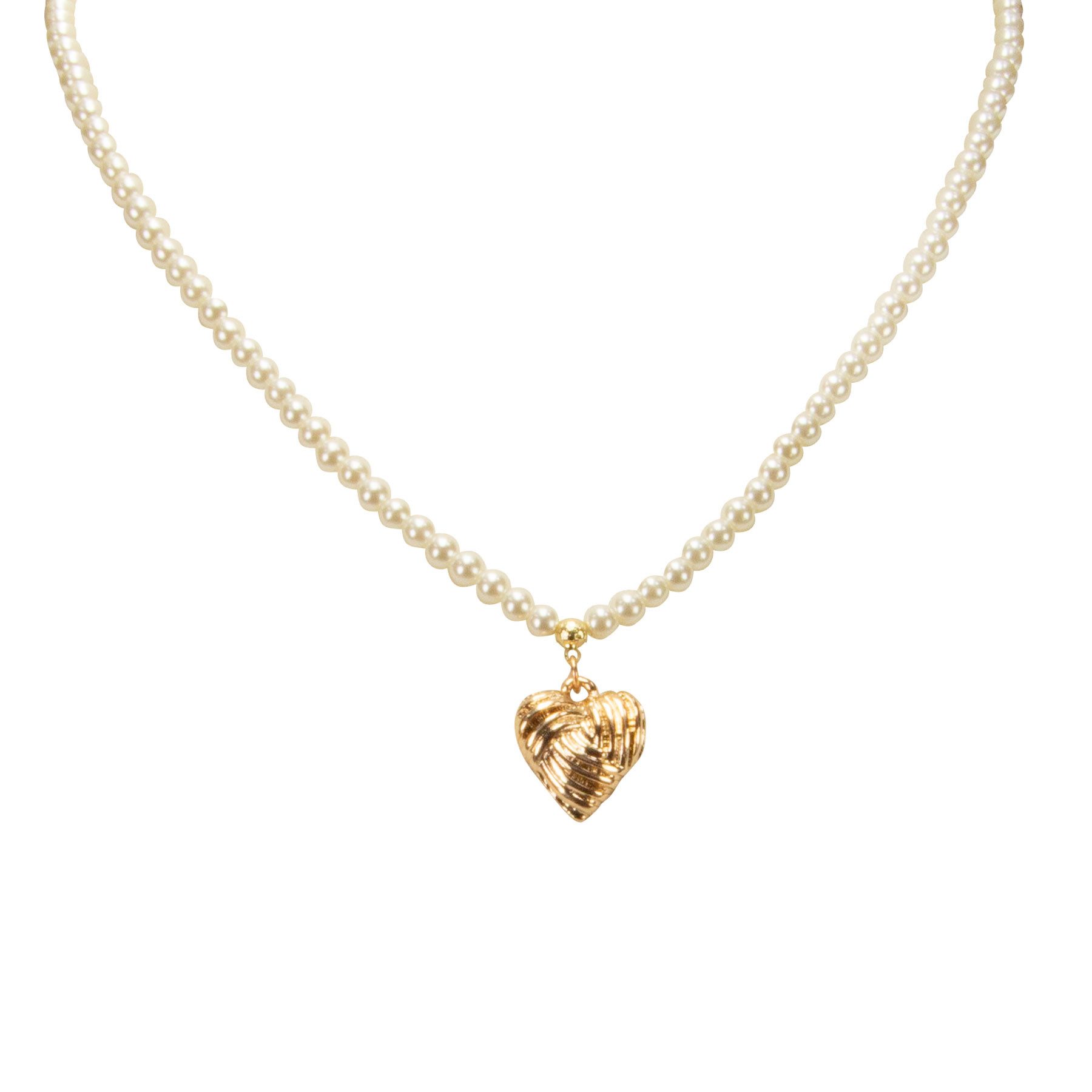 Alpenflüstern Collier Trachten-Perlen-Halskette Knotenherz (creme-weiß), - elegante Trachtenkette - nostalgischer Damen-Trachtenschmuck, filig – Bild 3 von 4