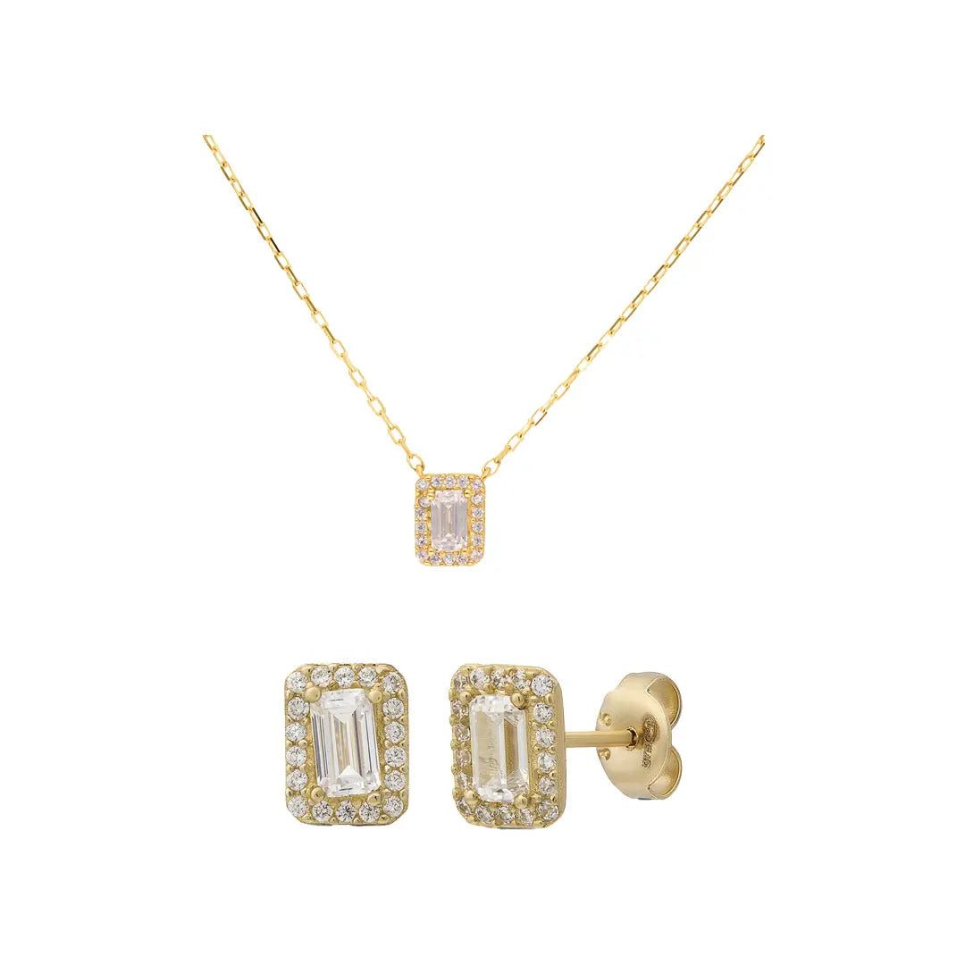 Suzan Gold Schmuckset 375 Echtgold Forever Sparkle Zirkonia, Zeitloses Design, vielseitig kombinierbar, ideal als Geschenk