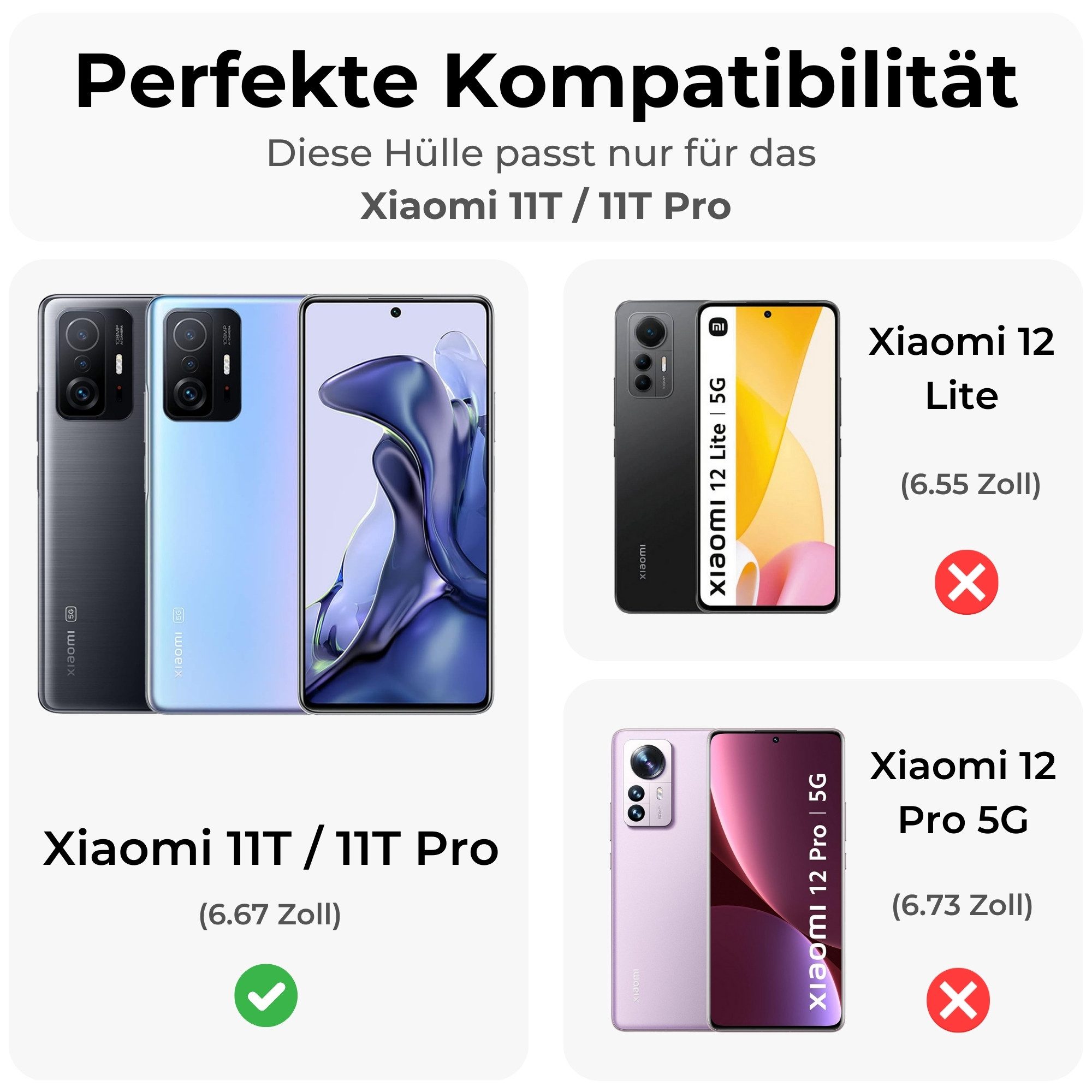 betterfon Handykette für Xiaomi 11T / 11T Pro Handyhülle mit Band & Kordel Bumper Grau, Hände frei – mit Silikonhülle & Schnur für flexiblen Alltag