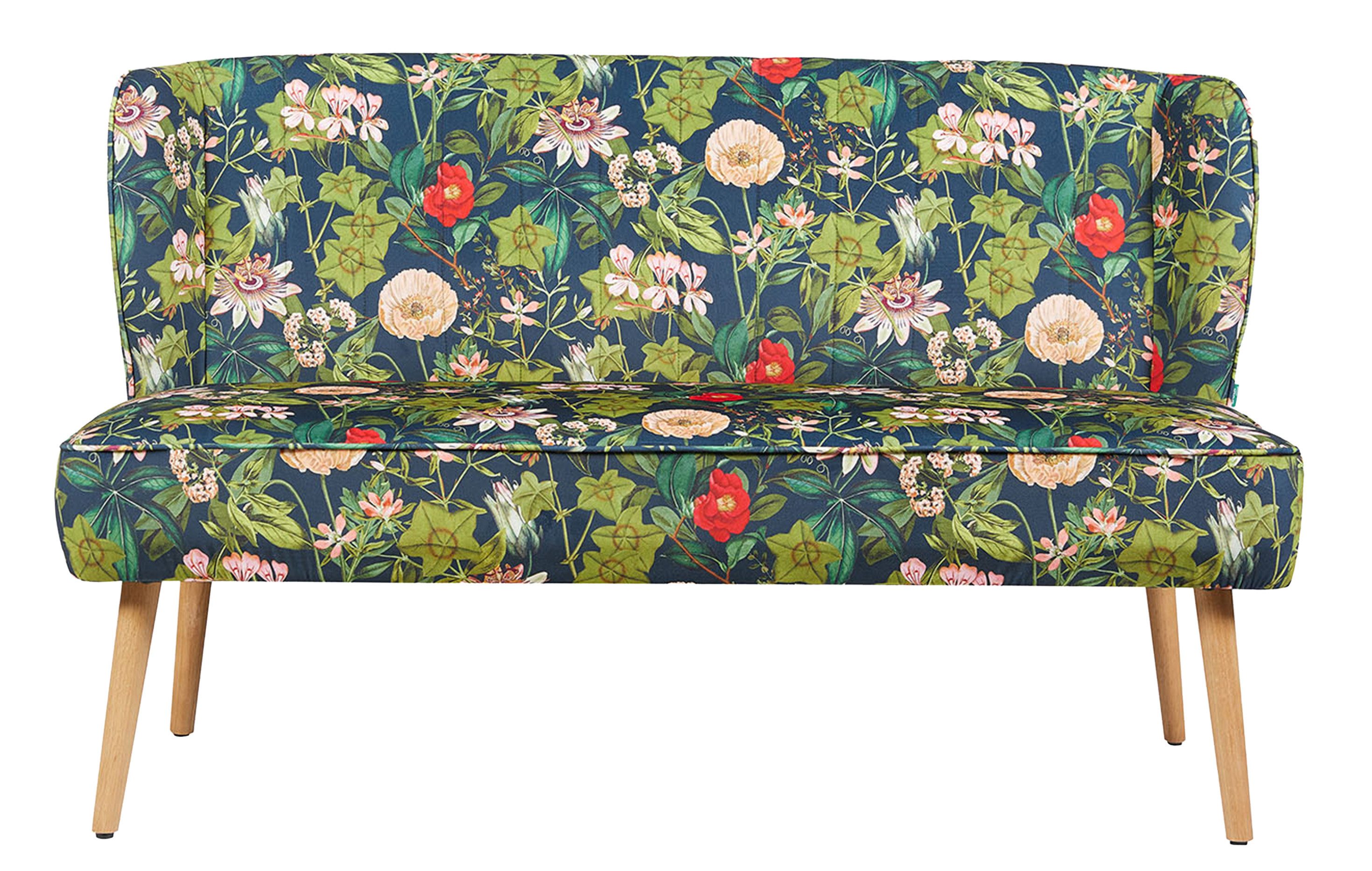 DUBI Möbel Essbank Sophia, Federkernbox gepolstert, mit Rückenlehne, 140cm, Holzbeine Eiche