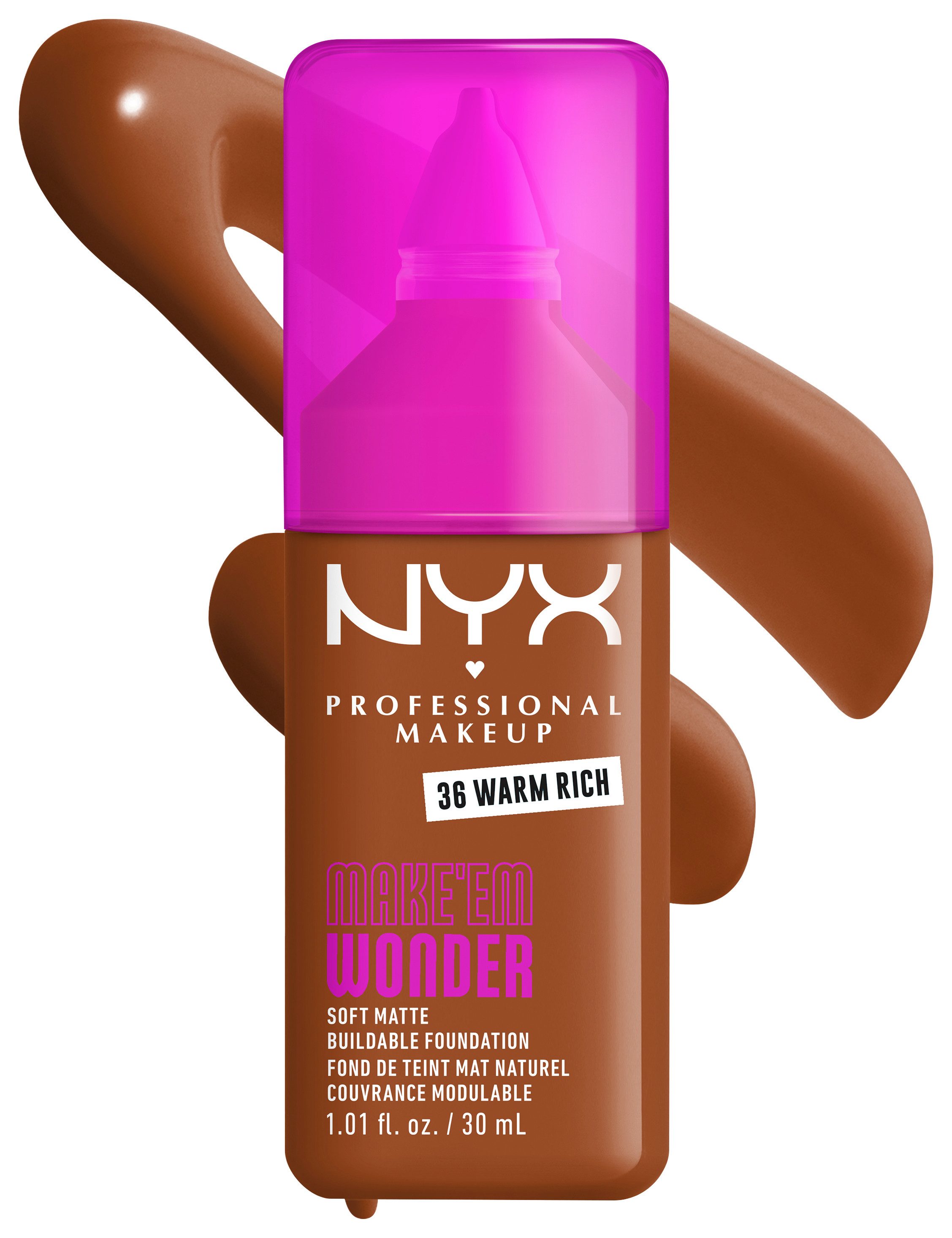 NYX PROFESSIONAL MAKEUP Foundation MAKE 'EM WONDER FOUNDATION, perfekter No-Makeup-Makeup-Look bis zum Full Glam
