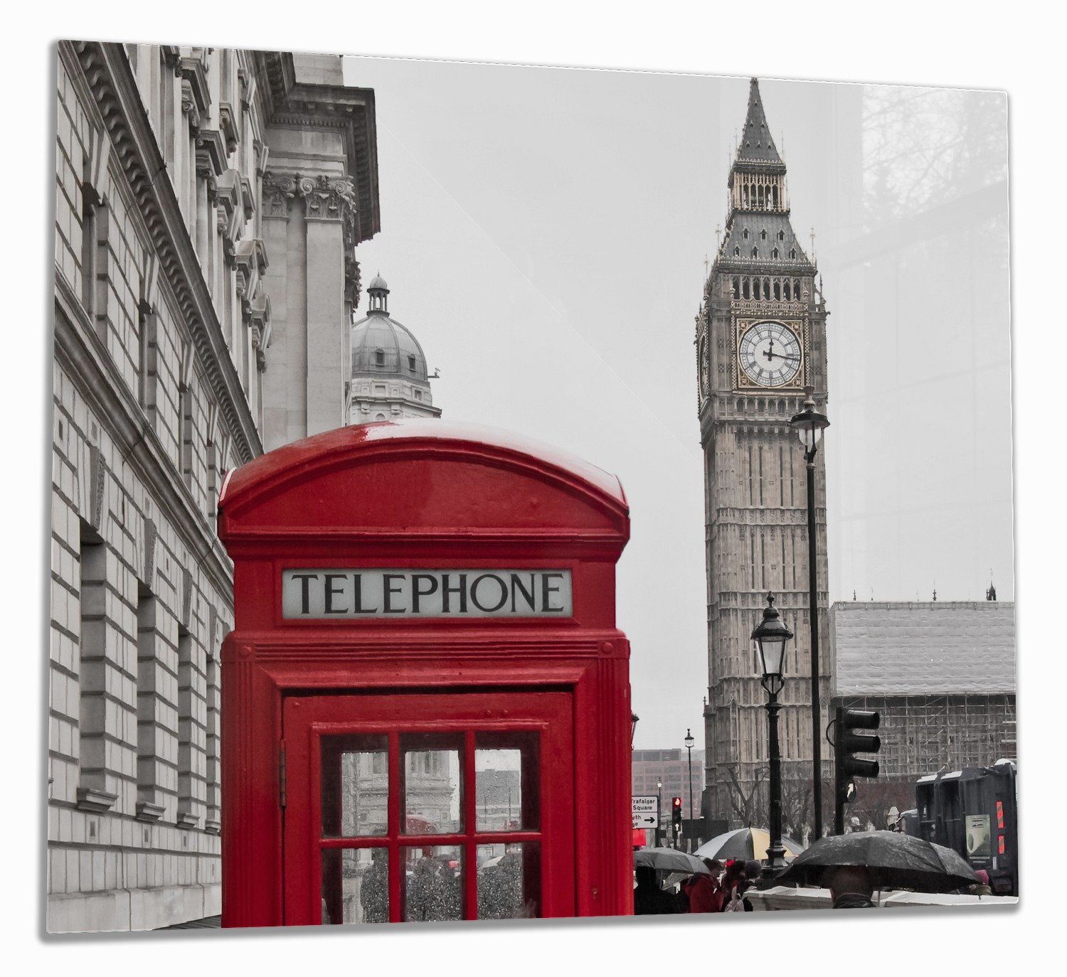 Wallario Herd-Abdeckplatte Rote Telefonzelle in London England mit Big Ben, ESG-Sicherheitsglas, (Glasplatte, 1 tlg., inkl. 5mm Noppen), verschiedene Größen