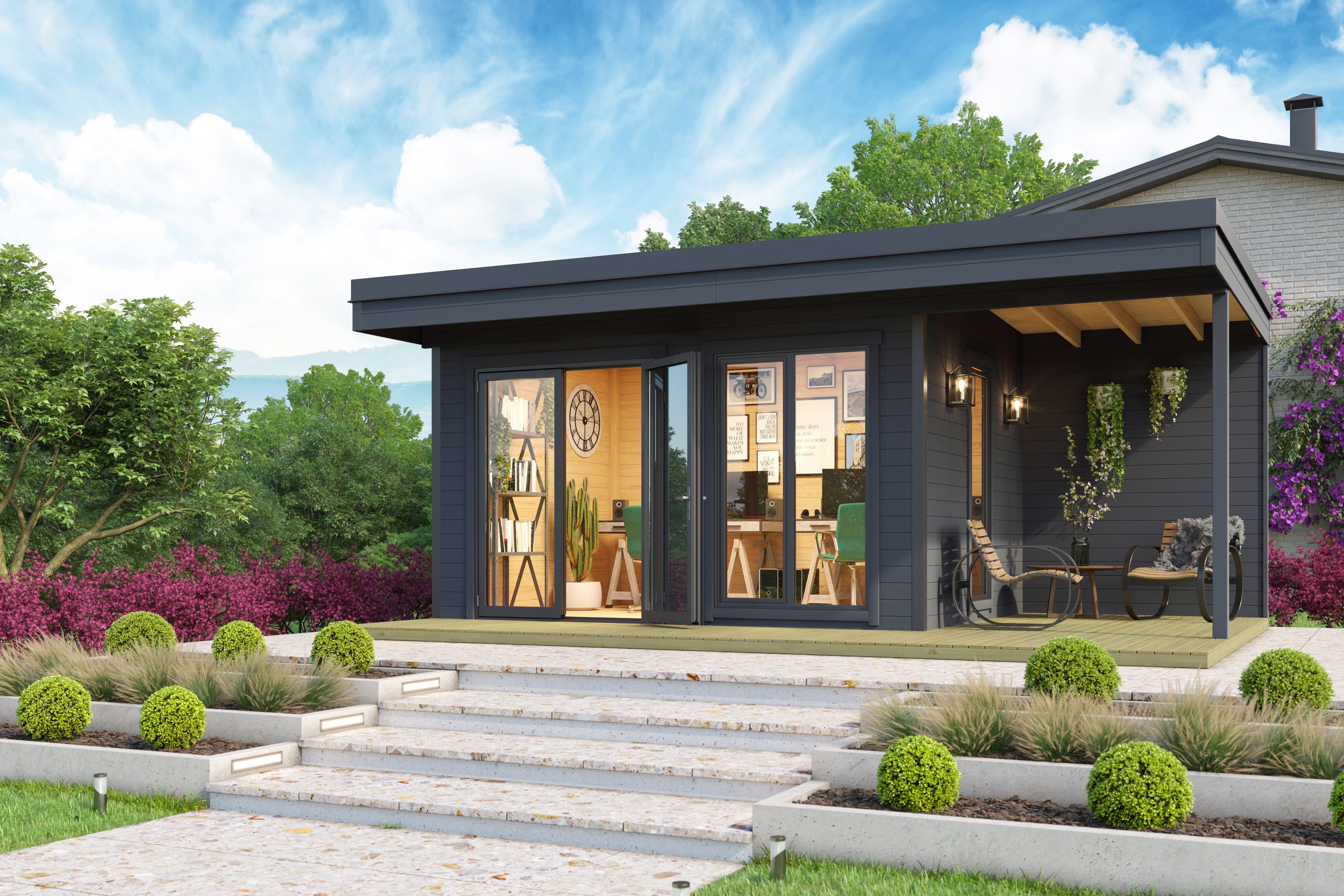 LASITA MAJA Gartenhaus DOMEO 7, BxT: 605x390 cm, (Set), mit Anbau