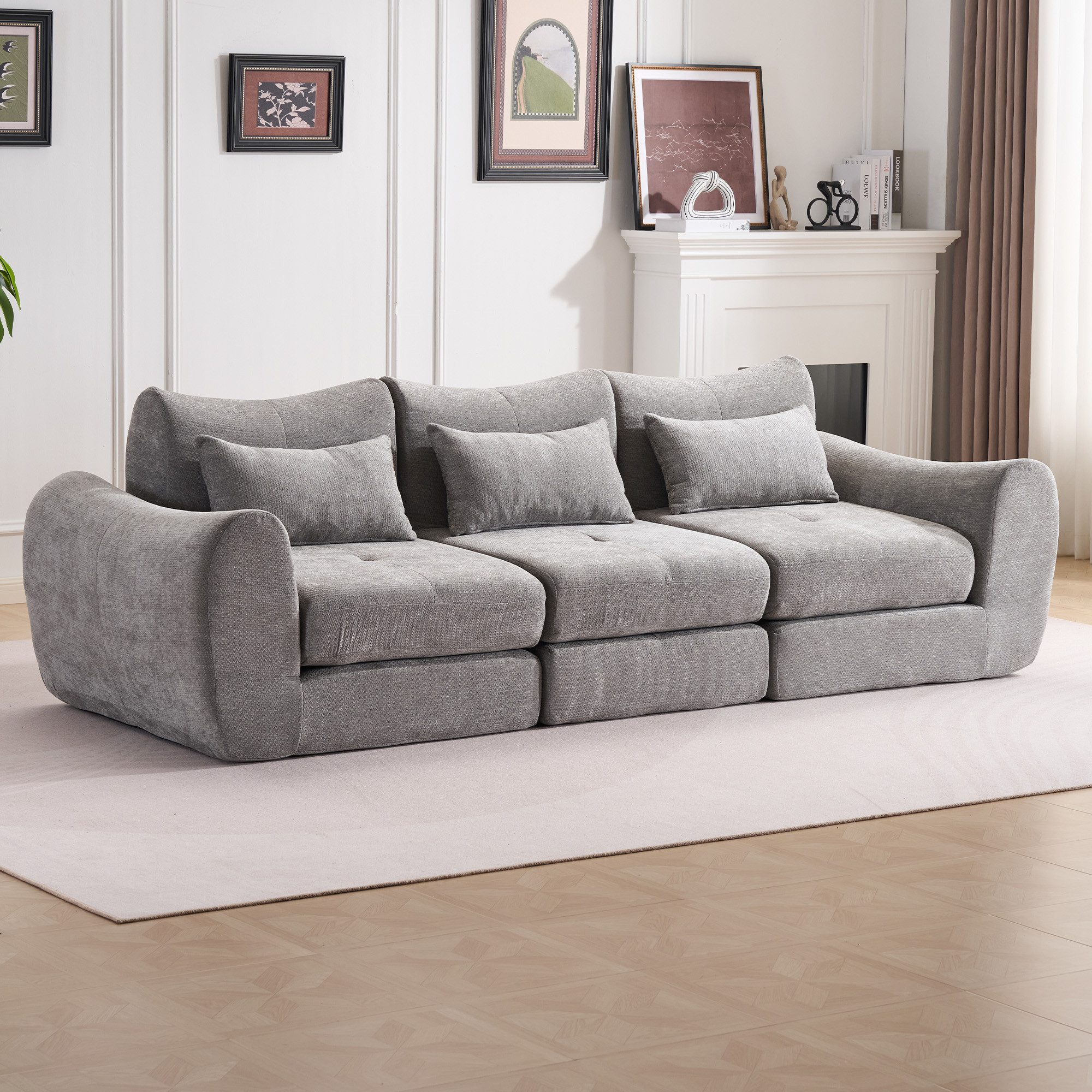 Leawin Sofa Sofas Wohnzimmer Ecksofa L-Form mit Schlaffunktion modular XXL, Platzsparendes Schlafsofa, flexibel kombinierbar, ohne Montage