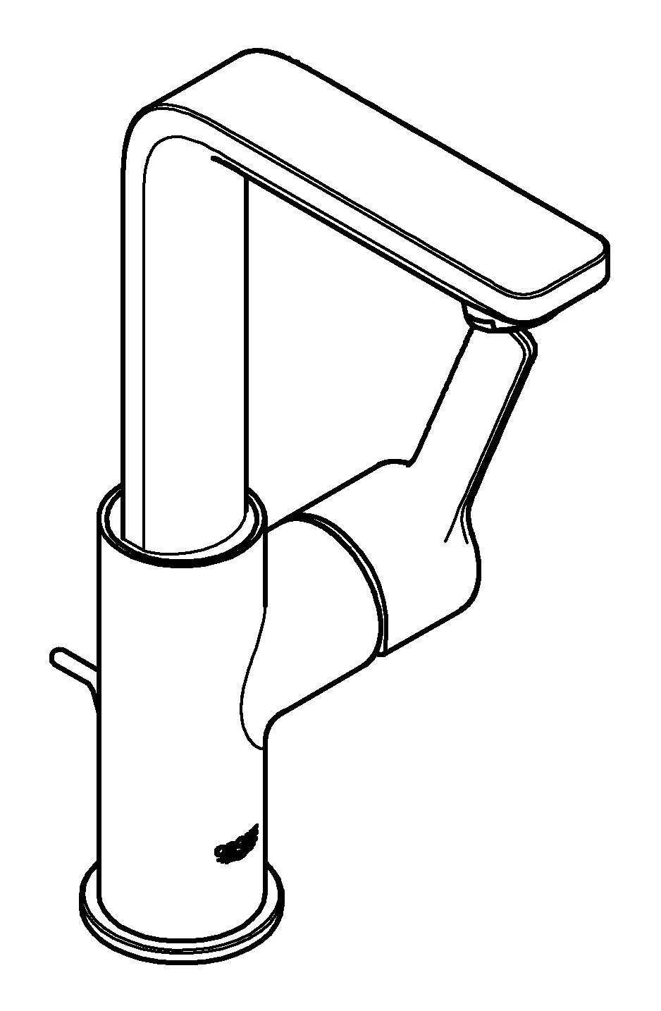 Chrom - L-Size Waschtischarmatur Lineare Grohe Einhand mit Zugstangen-Ablaufgarnitur