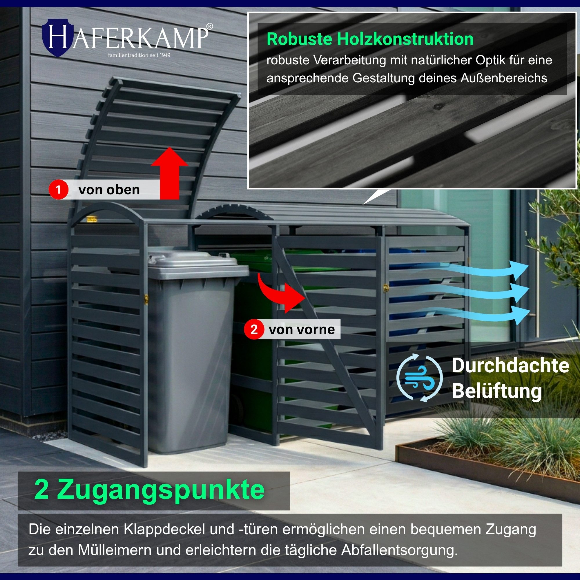 PROREGAL® Mülltonnenbox Mülltonnenbox 3er ARKADE