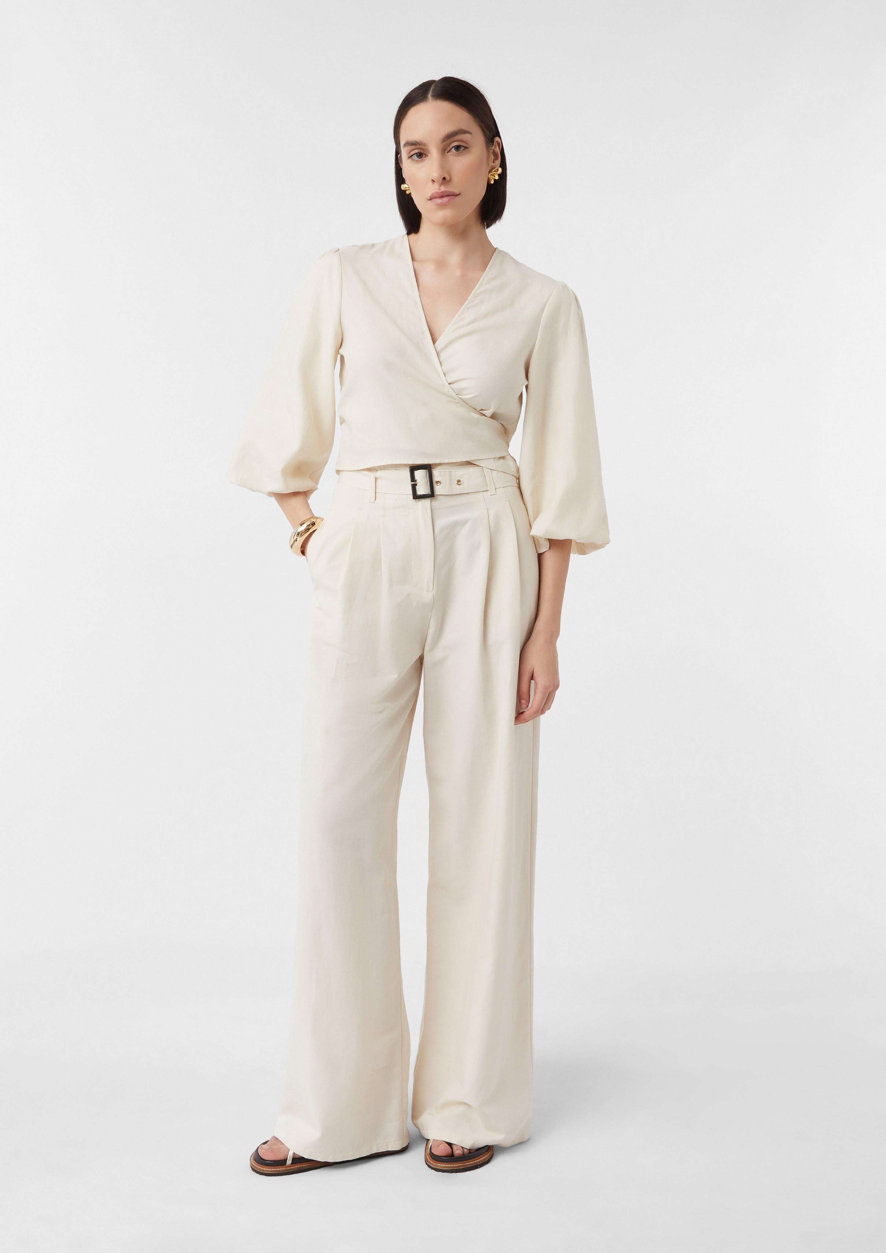 Comma Stoffhose Wide-Leg-Hose aus Leinenmix mit günstig online kaufen