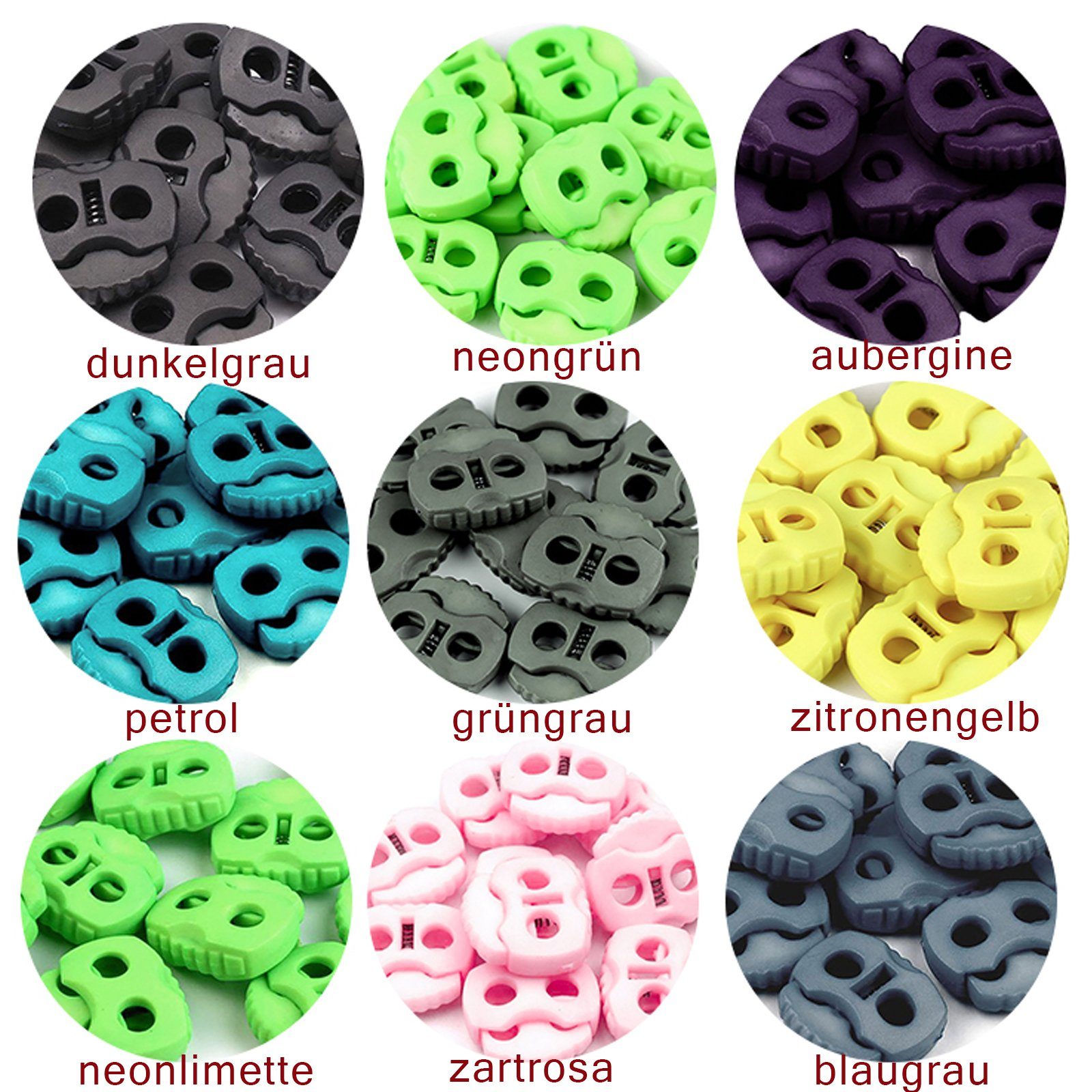 maDDma 10 Kordelstopper mit zwei Löchern 20x20mm, Durchzug 5mm Gurtstecker – Bild 4 von 5
