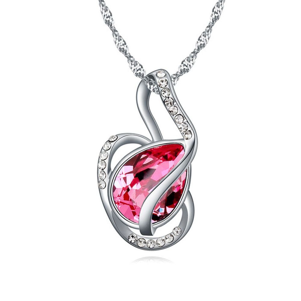 BUNGSA Ketten-Set Kette Teardrop rosa Silber aus Messing Damen (1-tlg), Halskette Necklace