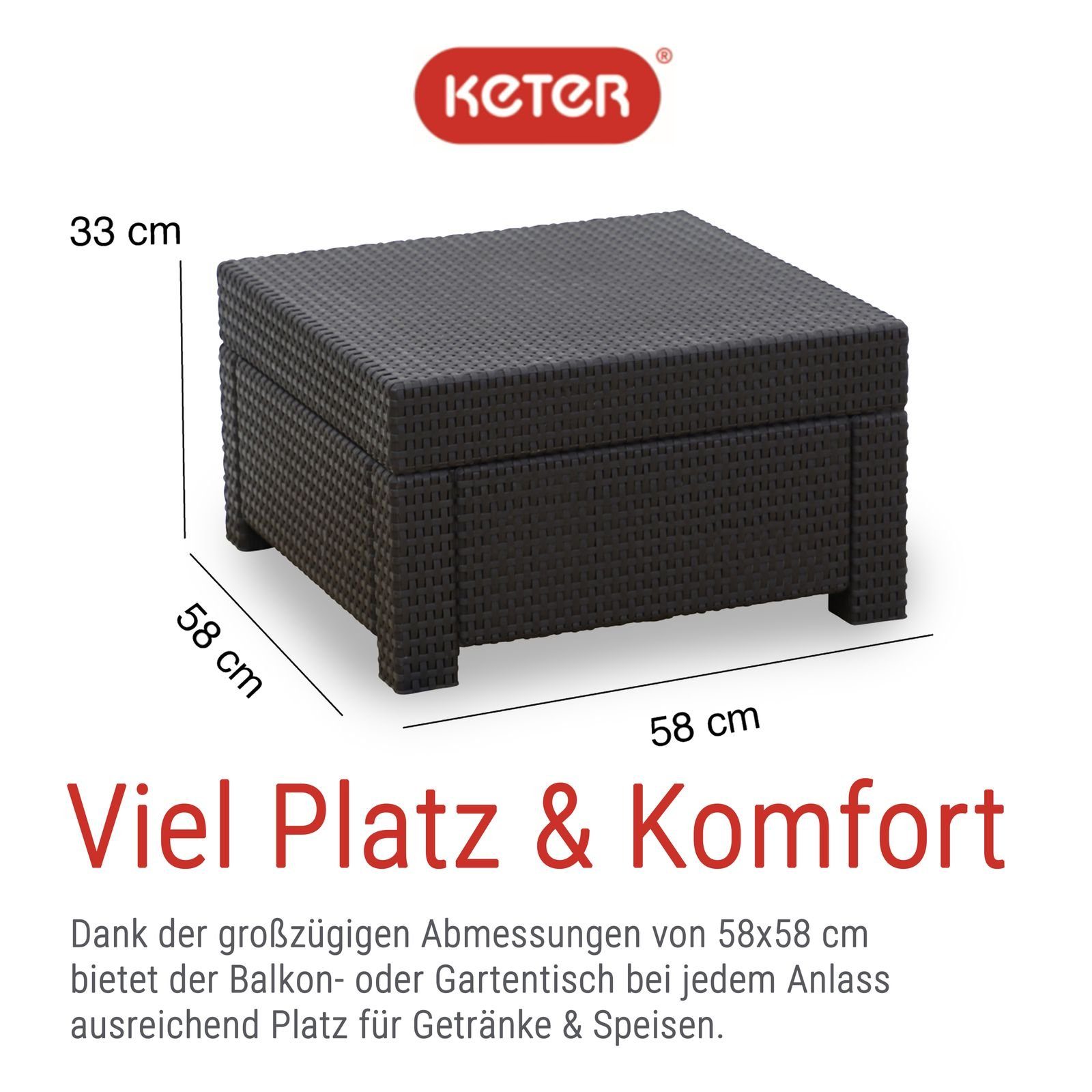 Keter Gartentisch Provence Tisch anthrazit, wetterfest