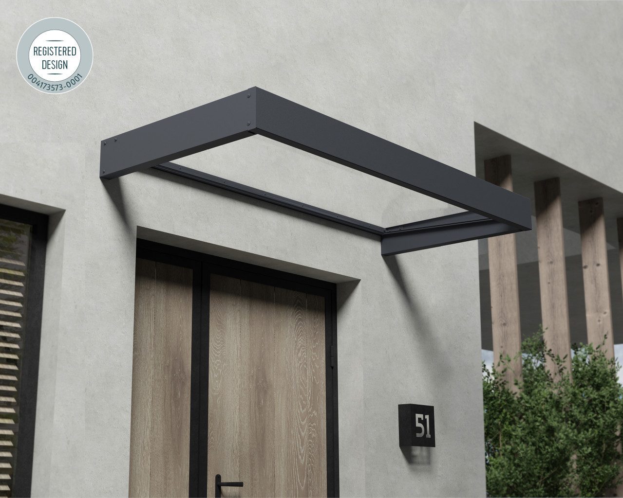 NOPI Vordach Canopia Vordach Sophia 2150 Grau Alu 215 x 95 cm