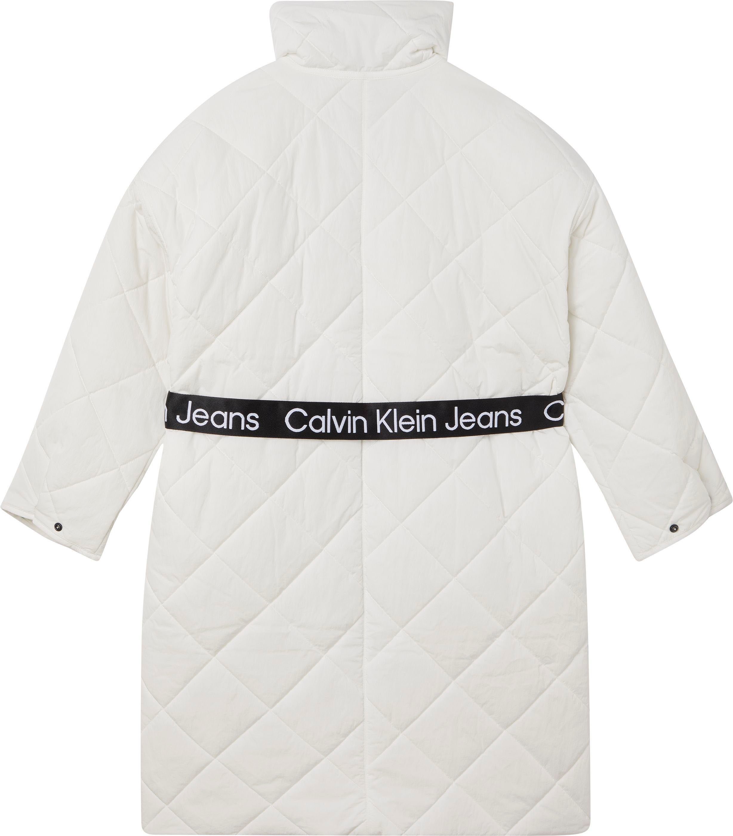 Calvin Klein Jeans Steppmantel Ivory hohem 2-tlg., COAT BELTED (Set, mit mit Bindegürtel) Stehkragen QUILTED