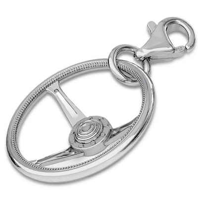 Goldene Hufeisen Charm-Einhänger Lenkrad Karabiner Charm 925 Sterling-Silber Anhänger, für Kettenanhänger oder Armbänder