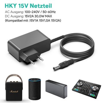 HKY Netzteil für DOCKIN Bluetooth Lautsprecher mit 10 Stück Adapterspitzen Notebook-Netzteil (15V 2A/1A Netzteil Marshall Stockwell Lautsprecher)