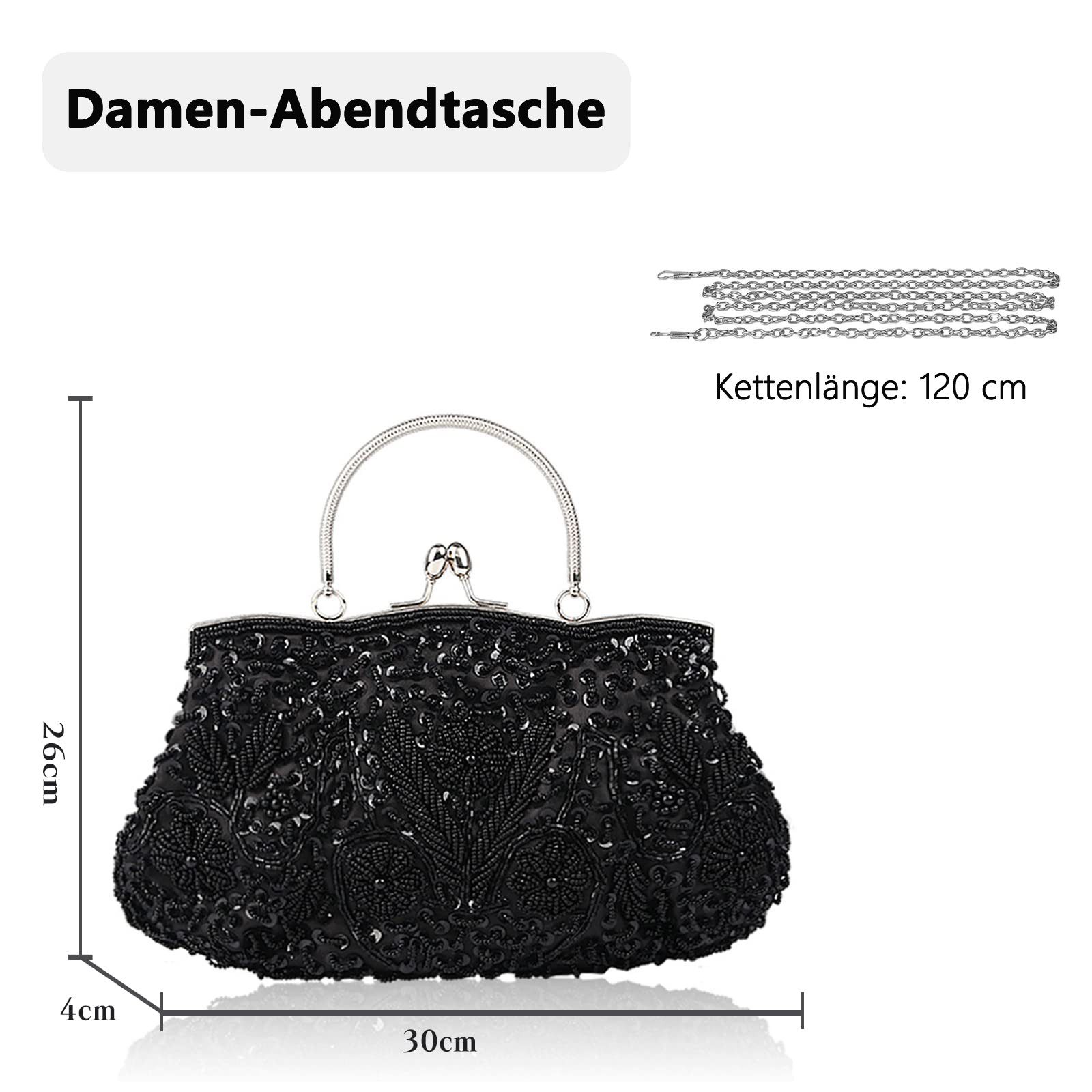 nsihing Abendtasche Damen Handgemachte Perle Handtasche Clutch Elegant Brauttasche, Schultertasche Klein Tasche Kette Umhängetasche Hochzeit Party – Bild 4 von 5