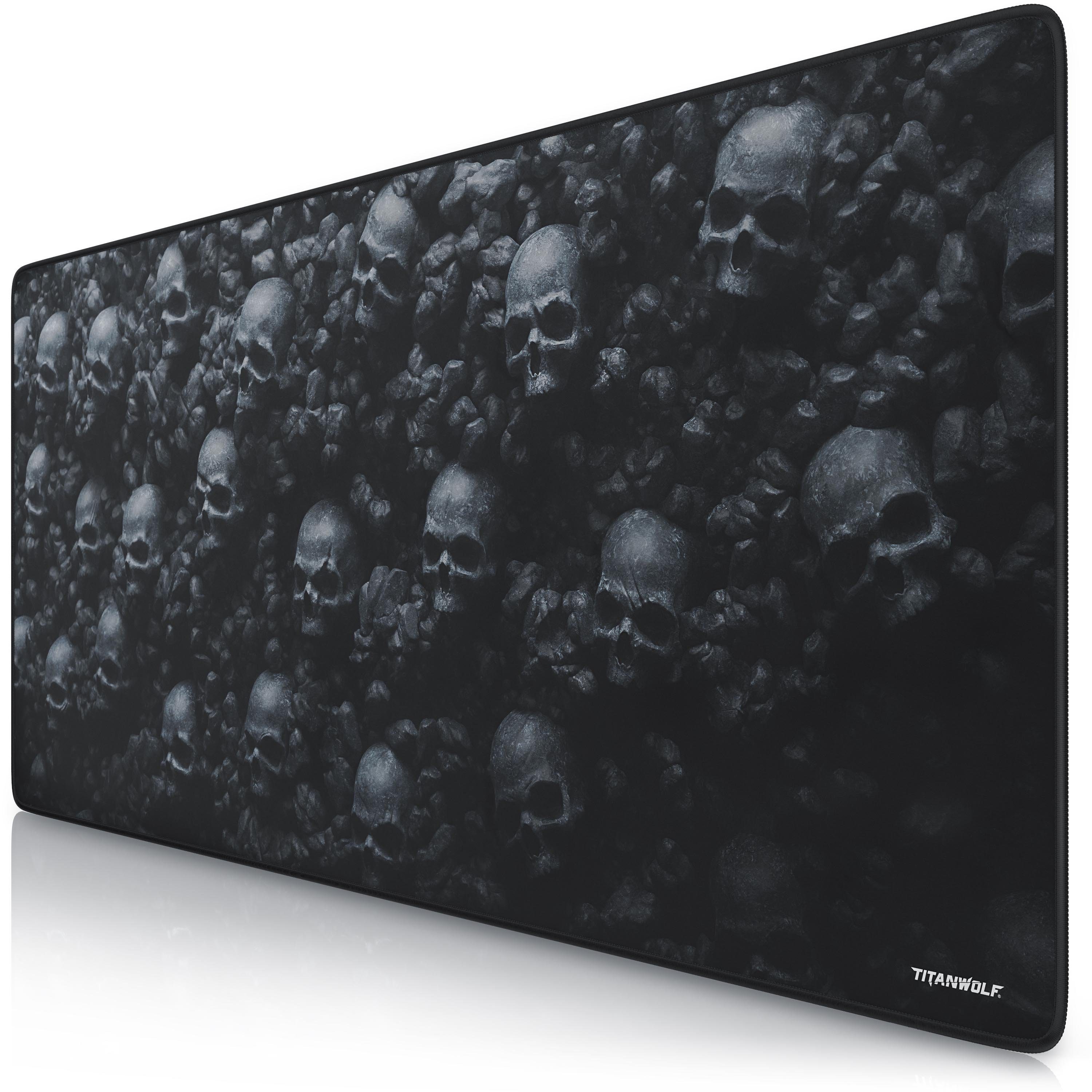 Titanwolf Gaming Mauspad XXL Speed Mousepad 900 x 400 x 3 mm, große Tischunterlage, rutschfest, abwaschbar, Geschwindigkeit & Präzision, Skulls