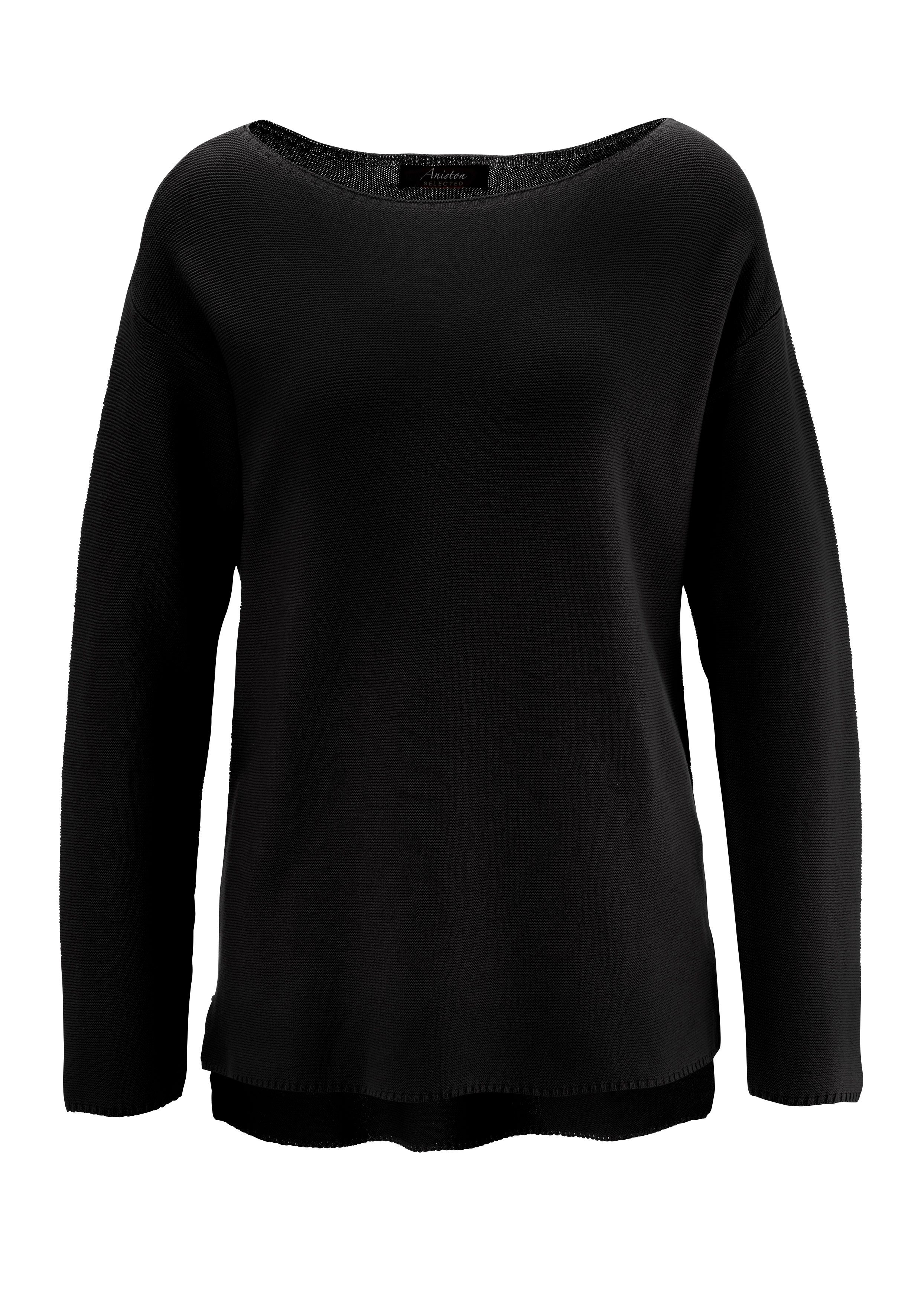 - schwarz mit NEUE Strickpullover KOLLEKTION U-Boot-Ausschnitt Aniston SELECTED