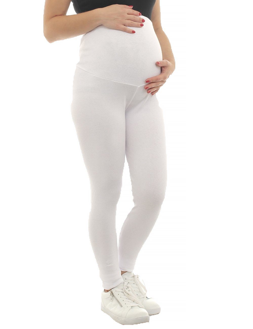 Umstandsleggings weiss Leggings Thermo Fleece lang innen Umstand F&K-Mode Hose