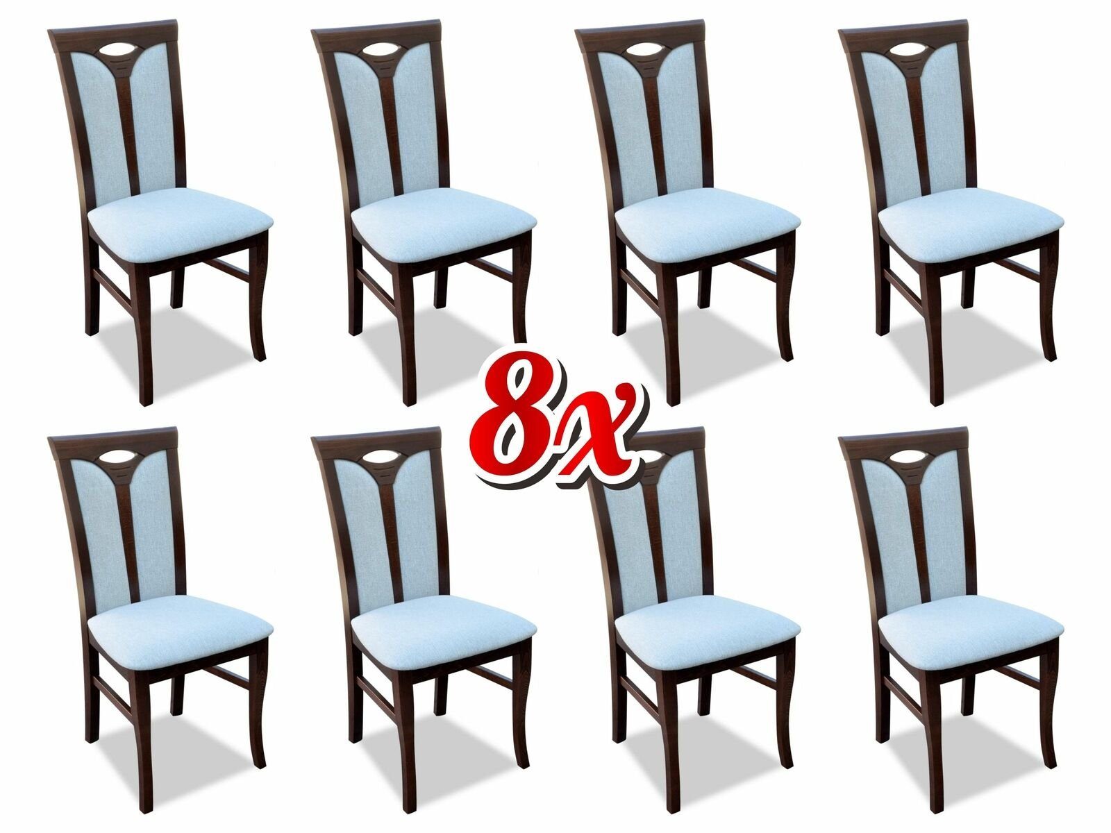 JVmoebel Stuhl, Lehnstuhl Garnitur Stühle Gastro Esszimmer Textil Stoff Set 8x Design Stuhl Holz | Stühle