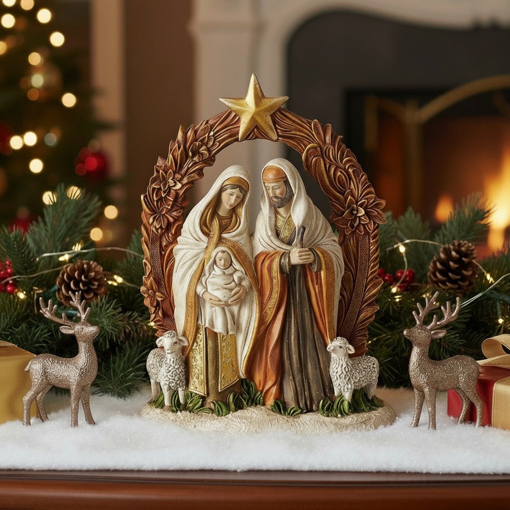 MF Krippe Krippe Basilica Heilige Familie Weihnachtsfigur Handbemalt (1-tlg)