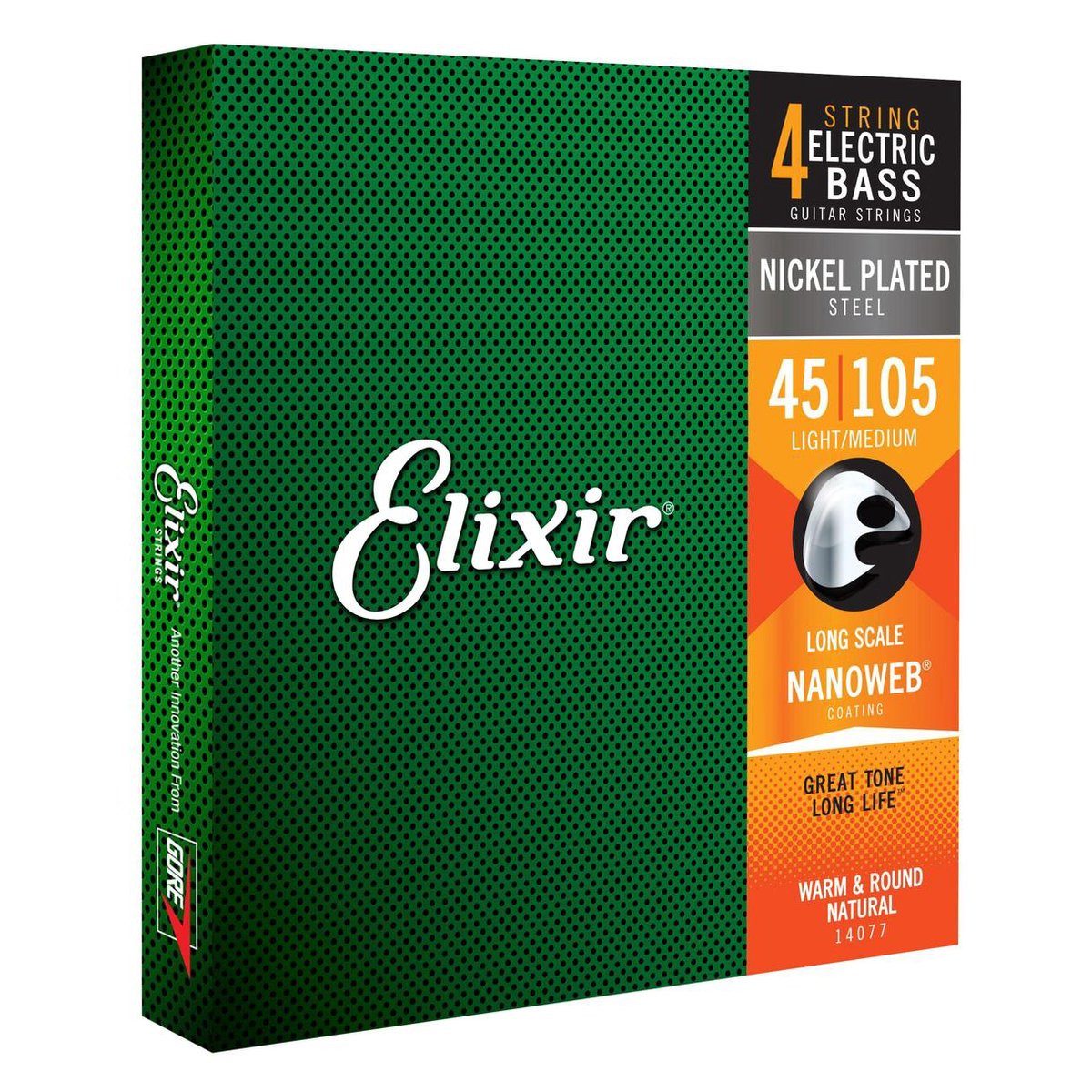 Elixir Saiten NANOWEB Medium 45-65-85-105, (Packung, 1-tlg), Nanoweb-Beschichtung
