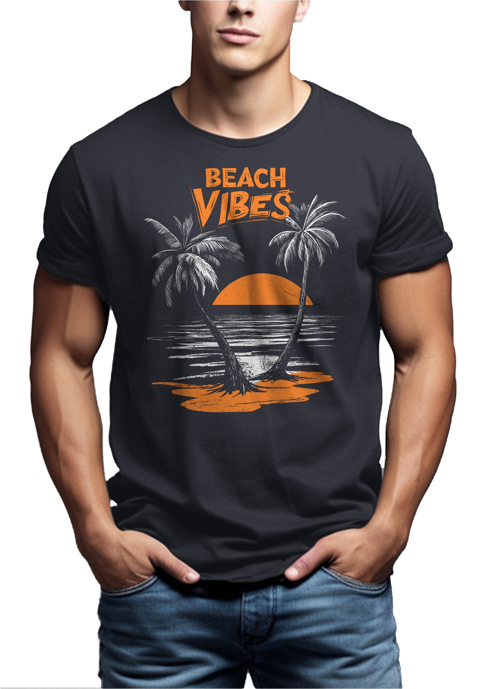 MAKAYA T-Shirt Herrenshirt mit California Beach günstig online kaufen
