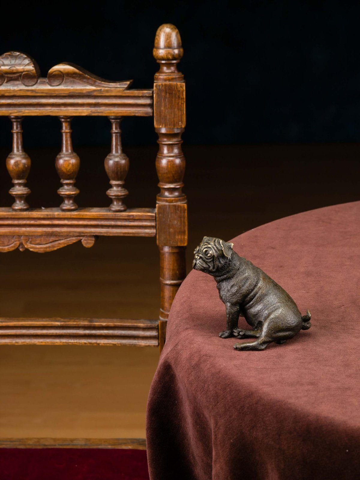 Aubaho antik Skulptur Bulldogge Bronze Bronzefigur Hund Skulptur Bronzeskulptur Dogge