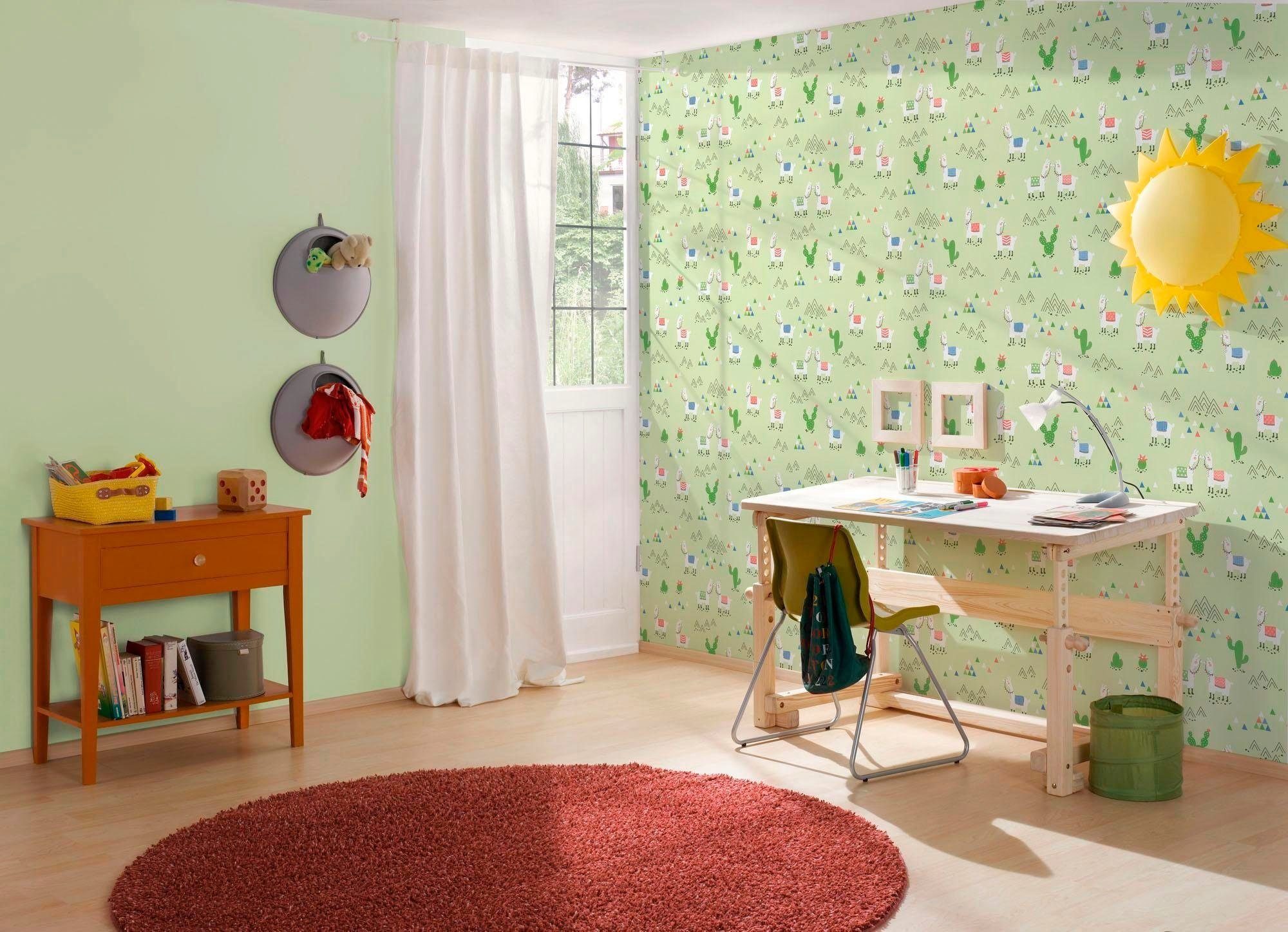 Girls, grün living glatt, & A.S. Boys walls Vliestapete Création Kinderzimmertapete