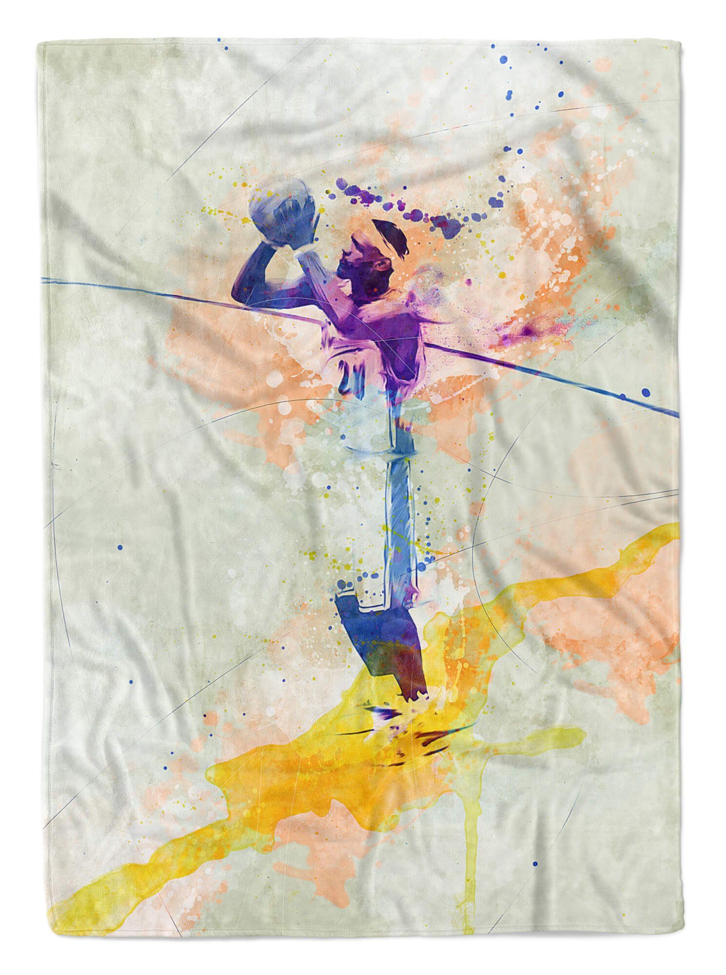 Sinus Art Handtücher SplashArt Sport Handtuch Strandhandtuch Saunatuch Kuscheldecke Kunstvoll Basketball VII S, Baumwolle-Polyester-Mix (1-St), Handtuch