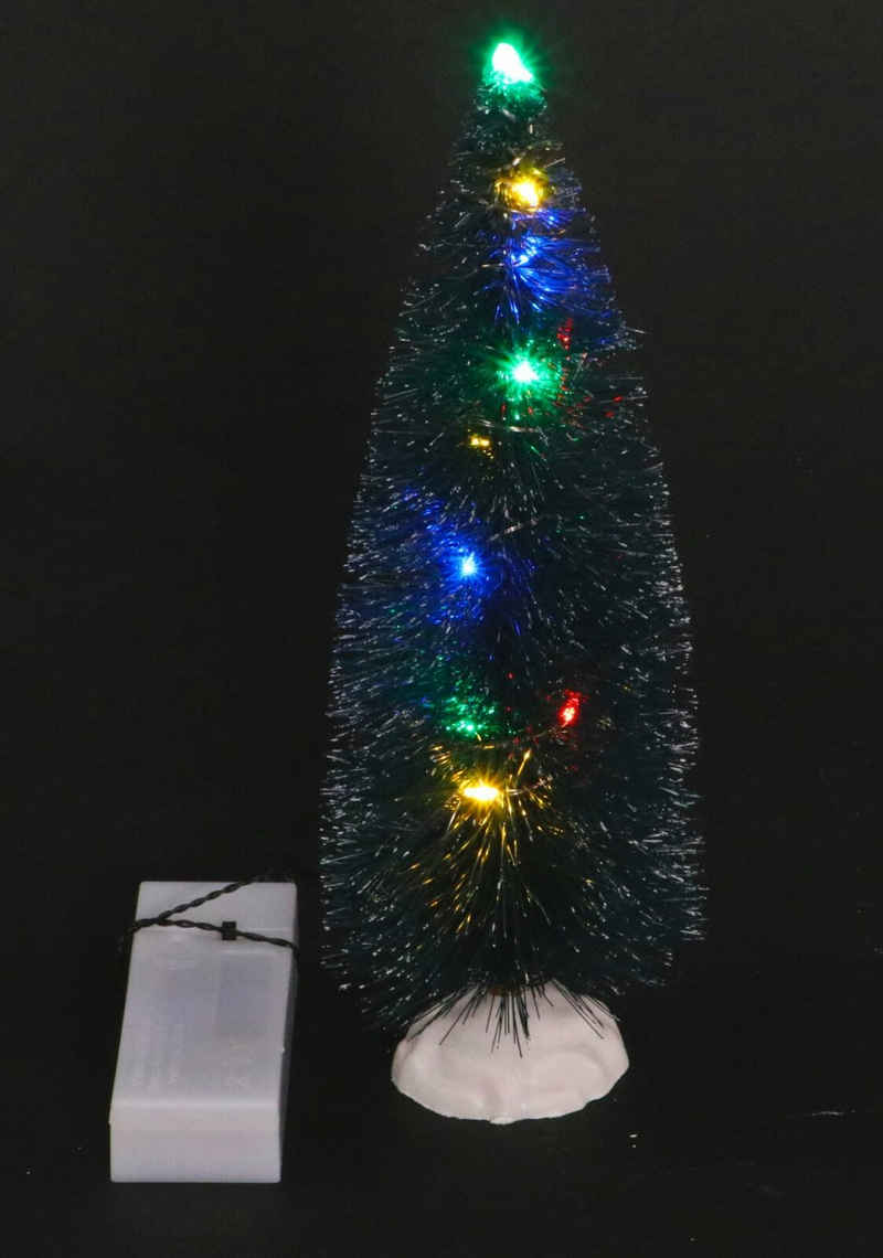 Koopman Künstlicher Weihnachtsbaum Deko Schneetanne 22cm mit LED Lichterkette - Lichterkette: bunt