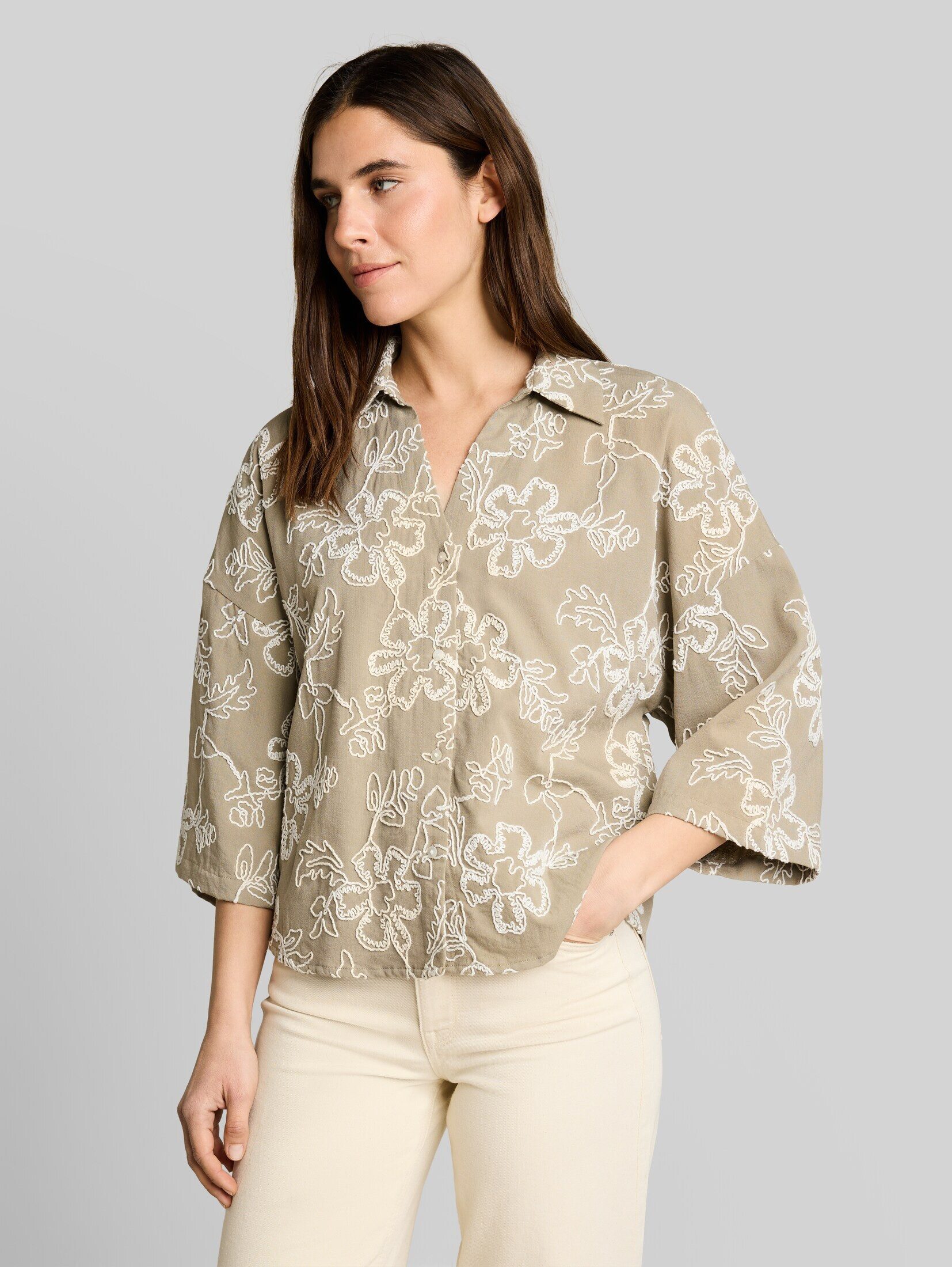 TOM TAILOR Langarmbluse Blusen & Shirts Oversize Bluse mit Blumen-Stickereien