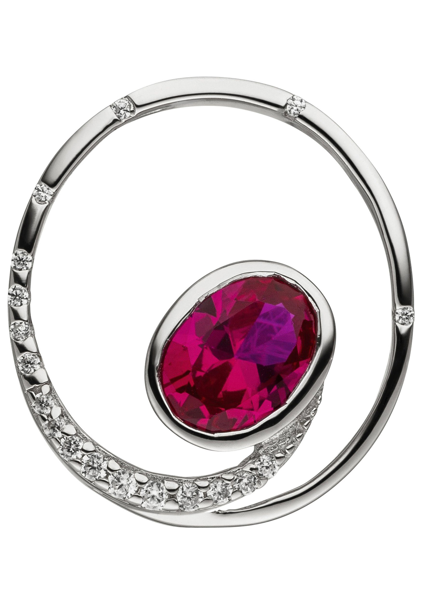 JOBO Kettenanhänger Anhänger mit Zirkonia rot und weiß, 925 Silber