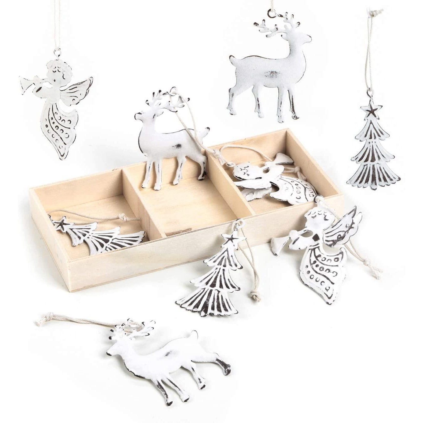 Logbuch-Verlag Dekofigur 9 Metall Weihnachtsanhänger Baum, Hirsch und Engel günstig online kaufen