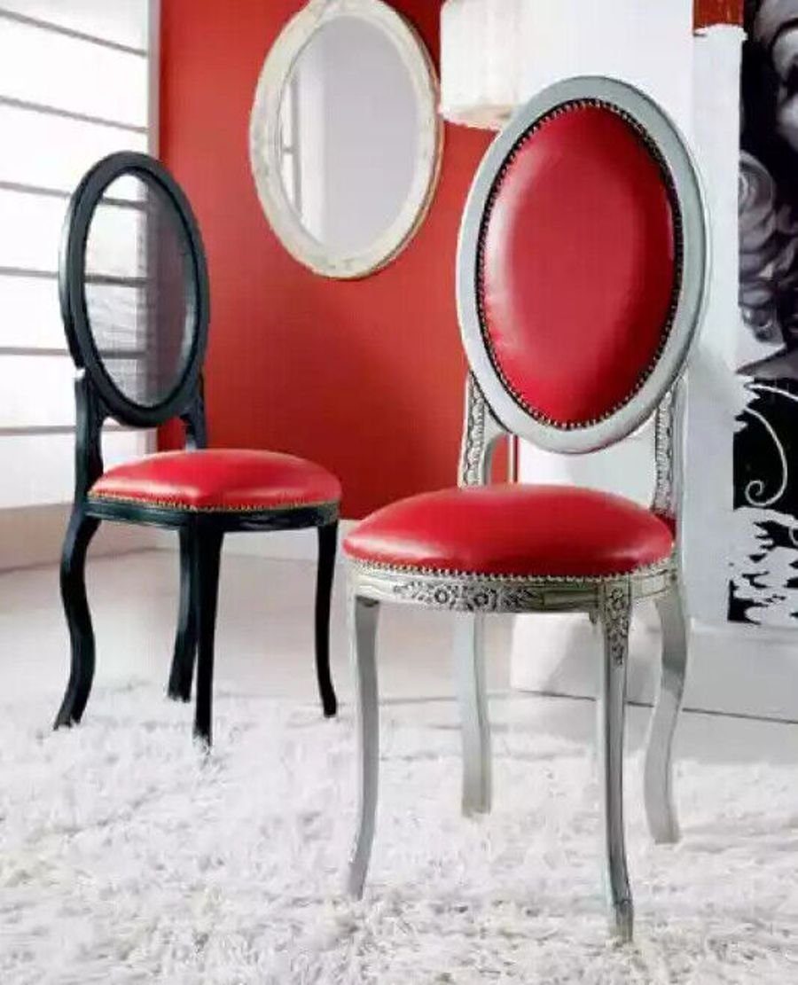 JVmoebel Stuhl Rot Stuhl Klassischer Luxus Sitzmöbel Designer Esszimmerstuhl (1 St), Made in Italy | Stühle