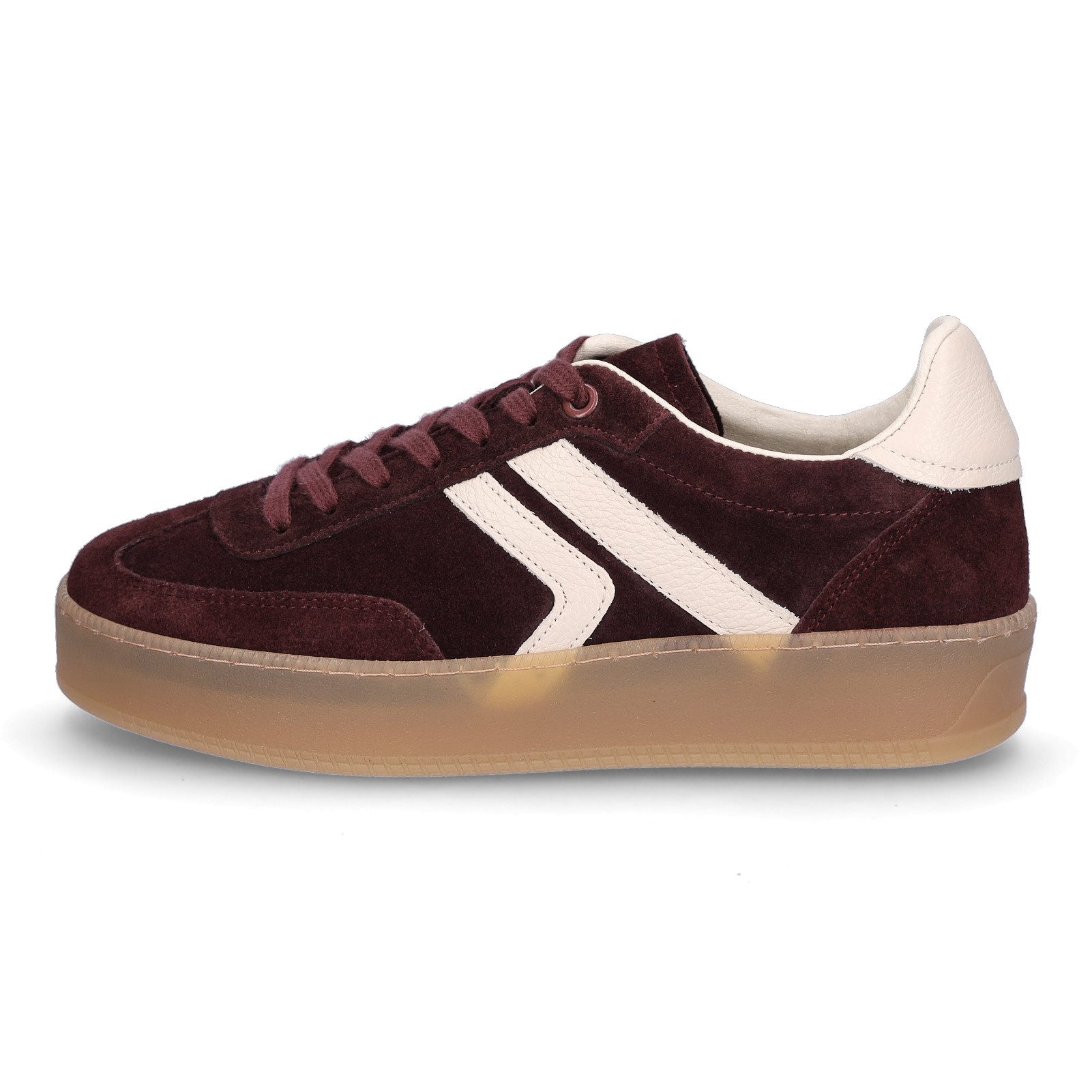 MIDS MARLA Damen Sneaker Velourleder in Bordeaux mit Plateau-Sohle und gepolsterter Zunge