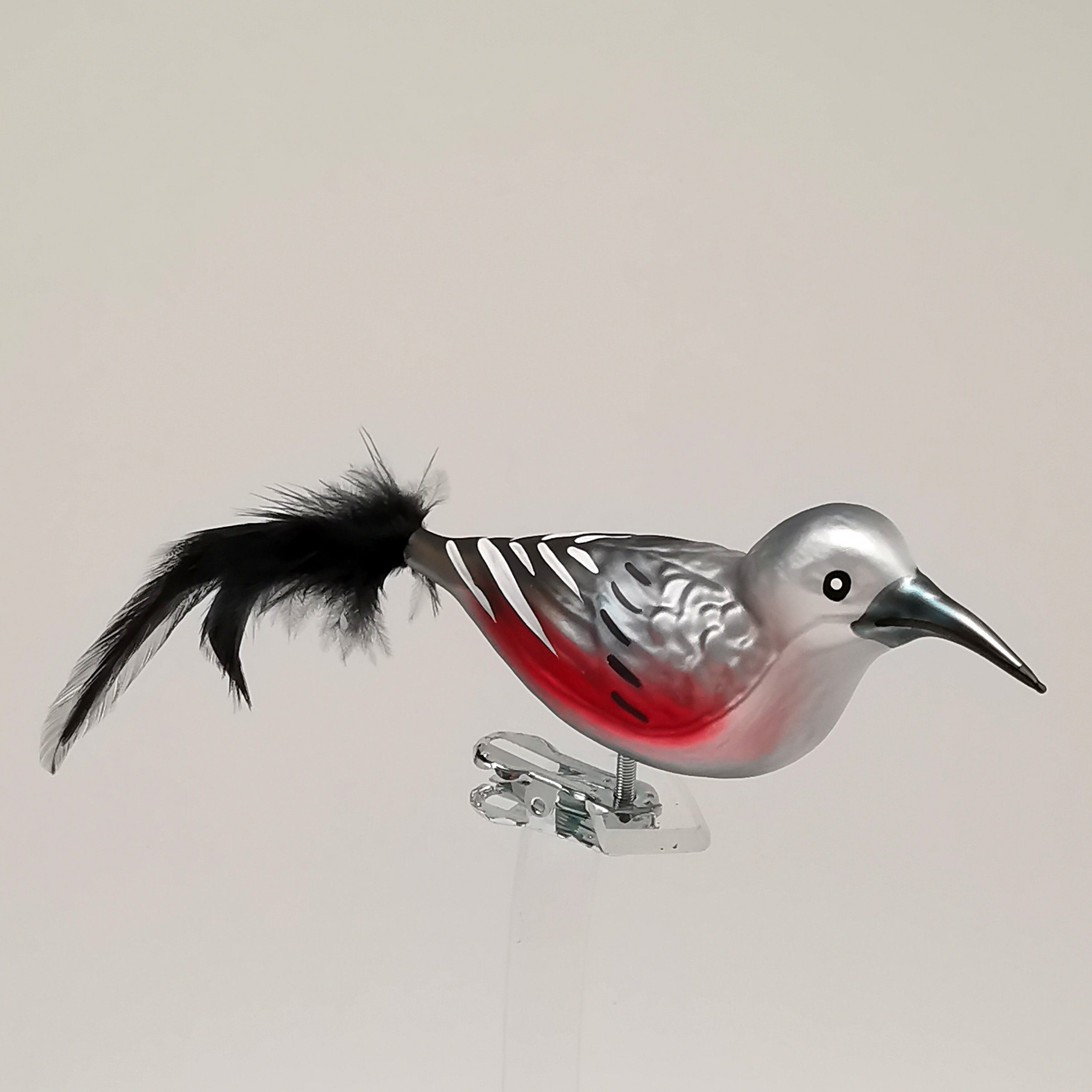 Mauerläufer mundgeblasen, (1-tlg), handbemalt Naturfedern Vogel, Christbaumschmuck 15cm, Schatzhauser