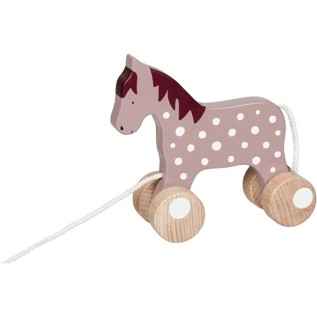 goki Babypuppe Zugpferd aus Holz lila