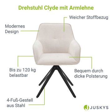 Juskys Esszimmerstuhl Clyde, modern, Stoff Bezug, gesteppte Polsterung, Stuhl bis 120 kg belastbar