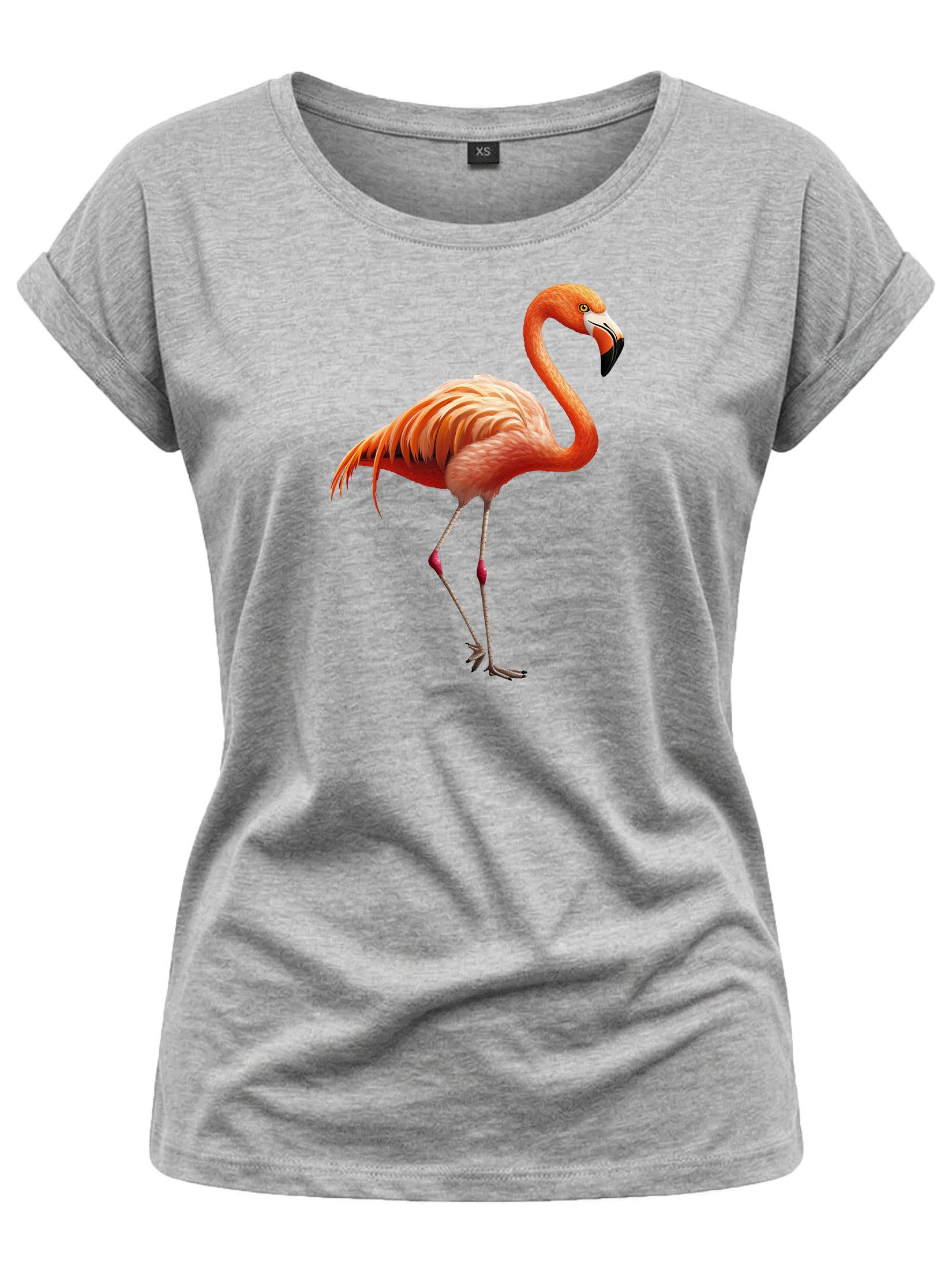 Print-Shirt Damen Flamingo Sommer Kurzarm Top Flamingomotiv Flamingoshirt