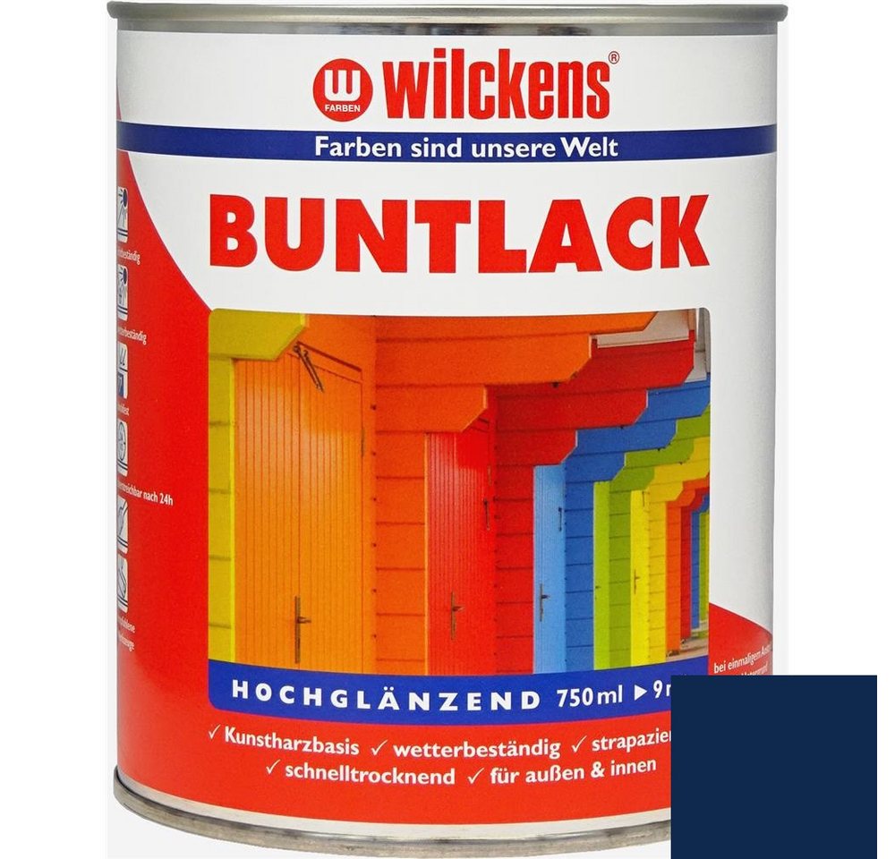 Thumbnail - Wilckens Farben Kunstharzlack Buntlack, hochglänzend, Enzianblau RAL 5010, 750 ml