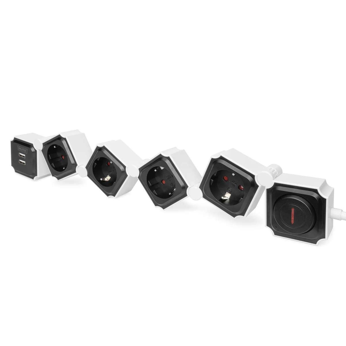 Digitus Flexible 4-fach Steckdosenleiste mit 2x USB-Anschlüssen & Schalter Steckdosenleiste